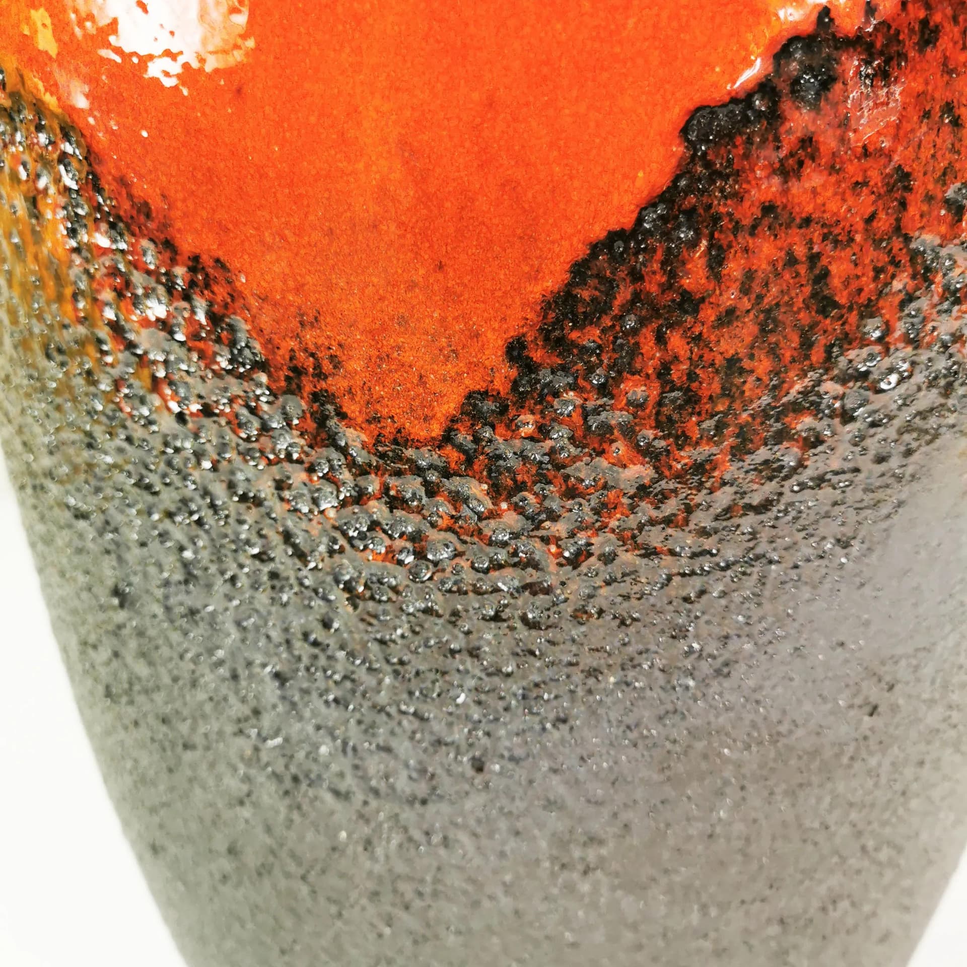 Vase Fat Lava, orange black, stoneware, Scheurich, Germany, 1960s. - 337555
