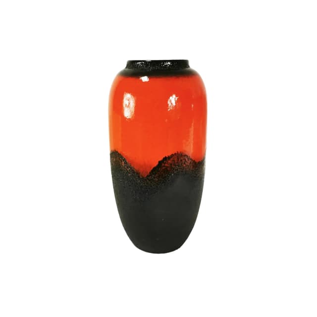 Vase Fat Lava, orange black, stoneware, Scheurich, Germany, 1960s. - DIMENSION