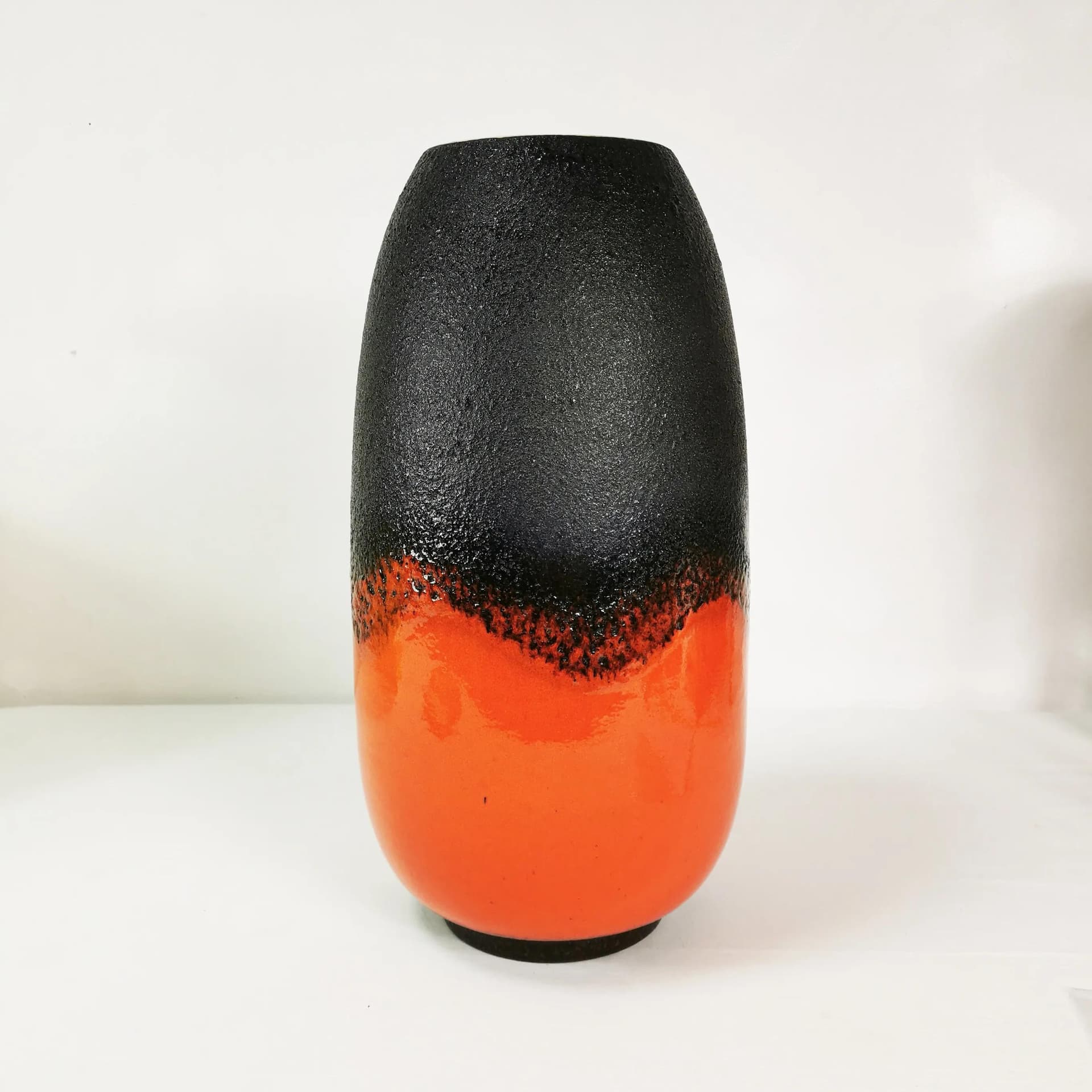 Vase Fat Lava, orange black, stoneware, Scheurich, Germany, 1960s. - 337553