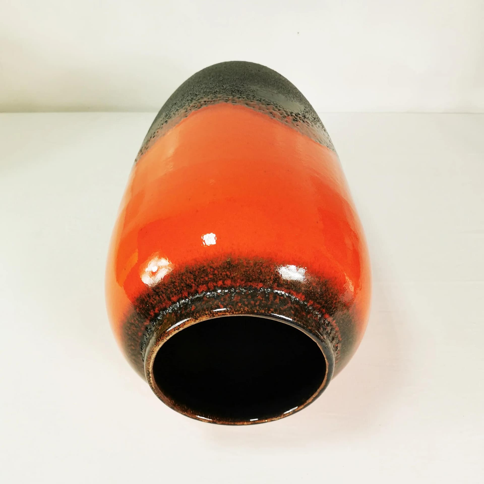 Vase Fat Lava, orange black, stoneware, Scheurich, Germany, 1960s. - 337549