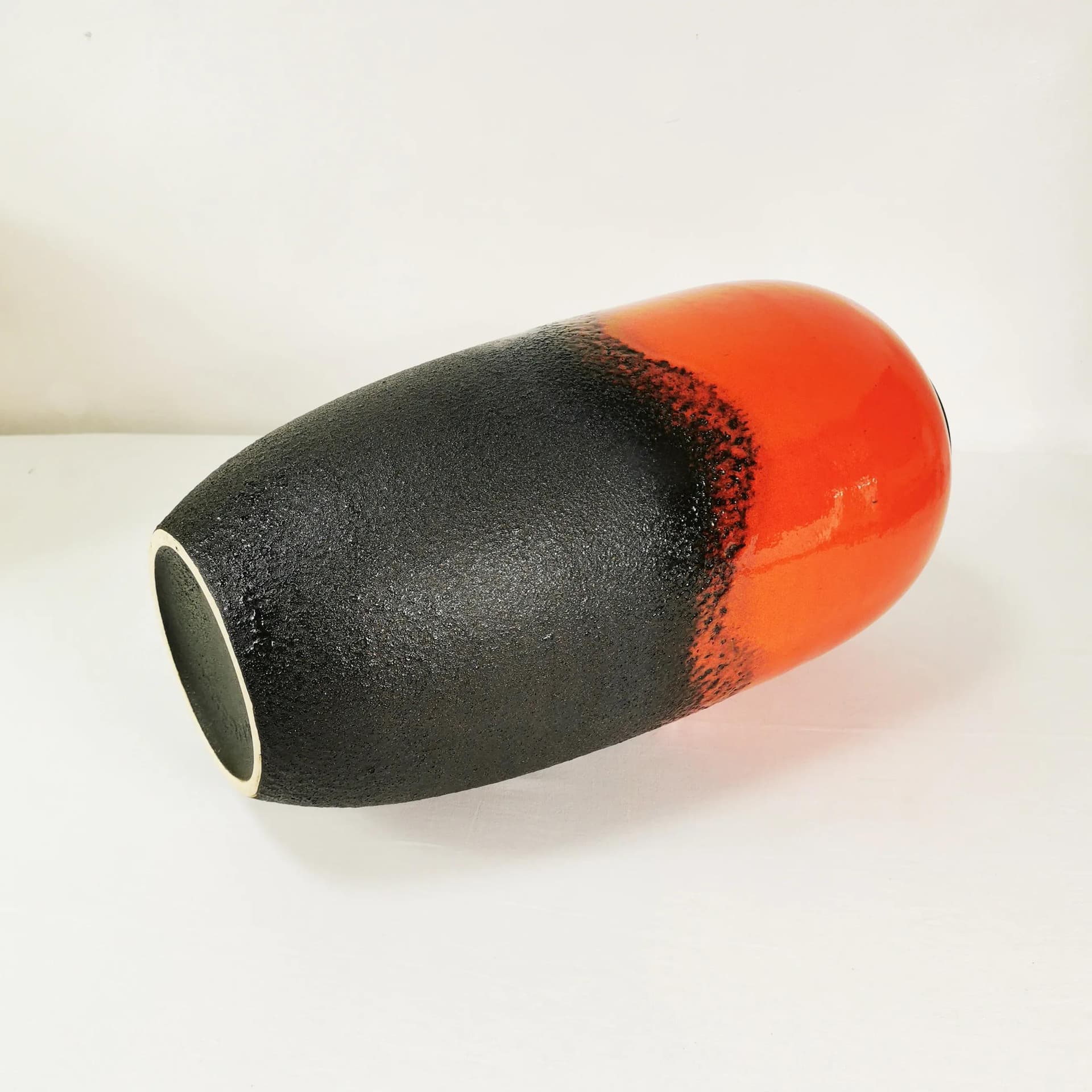 Vase Fat Lava, orange black, stoneware, Scheurich, Germany, 1960s. - 337551