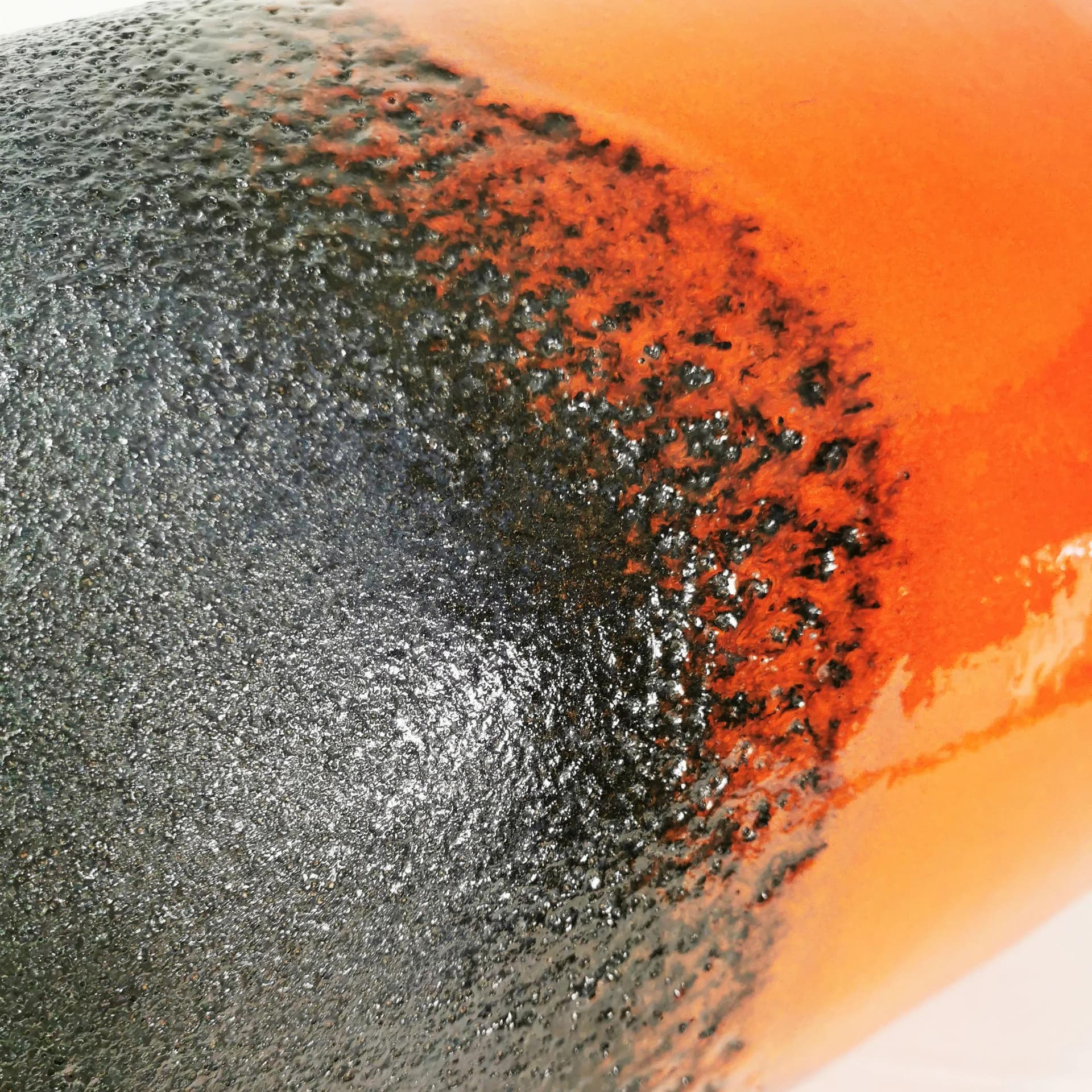 Vase Fat Lava, orange black, stoneware, Scheurich, Germany, 1960s. - 337557