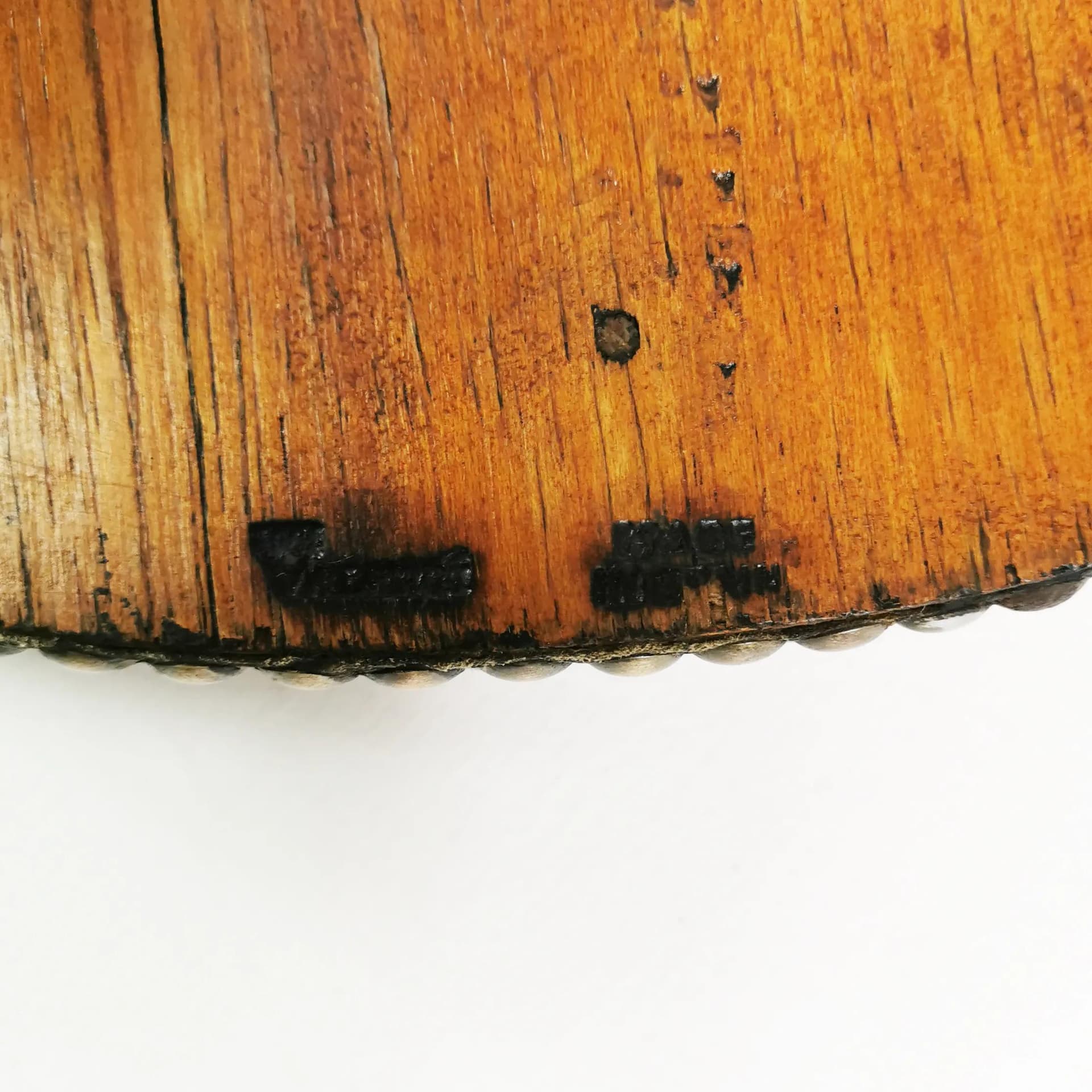 Taboret wiktoriański, brązowy, drewno, skóra naturalna, Hiszpania, XIX w. - 337533