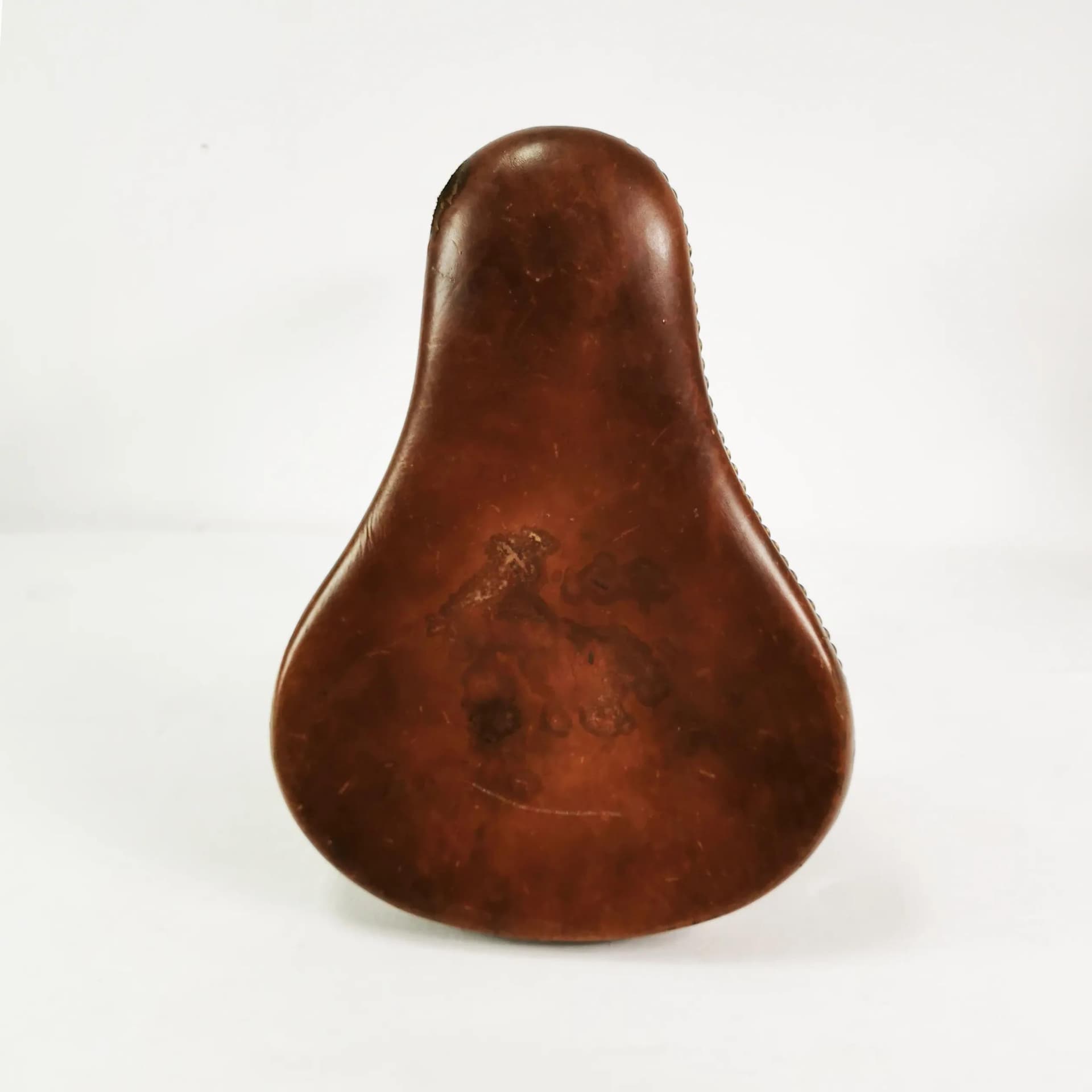 Taboret wiktoriański, brązowy, drewno, skóra naturalna, Hiszpania, XIX w. - 337530