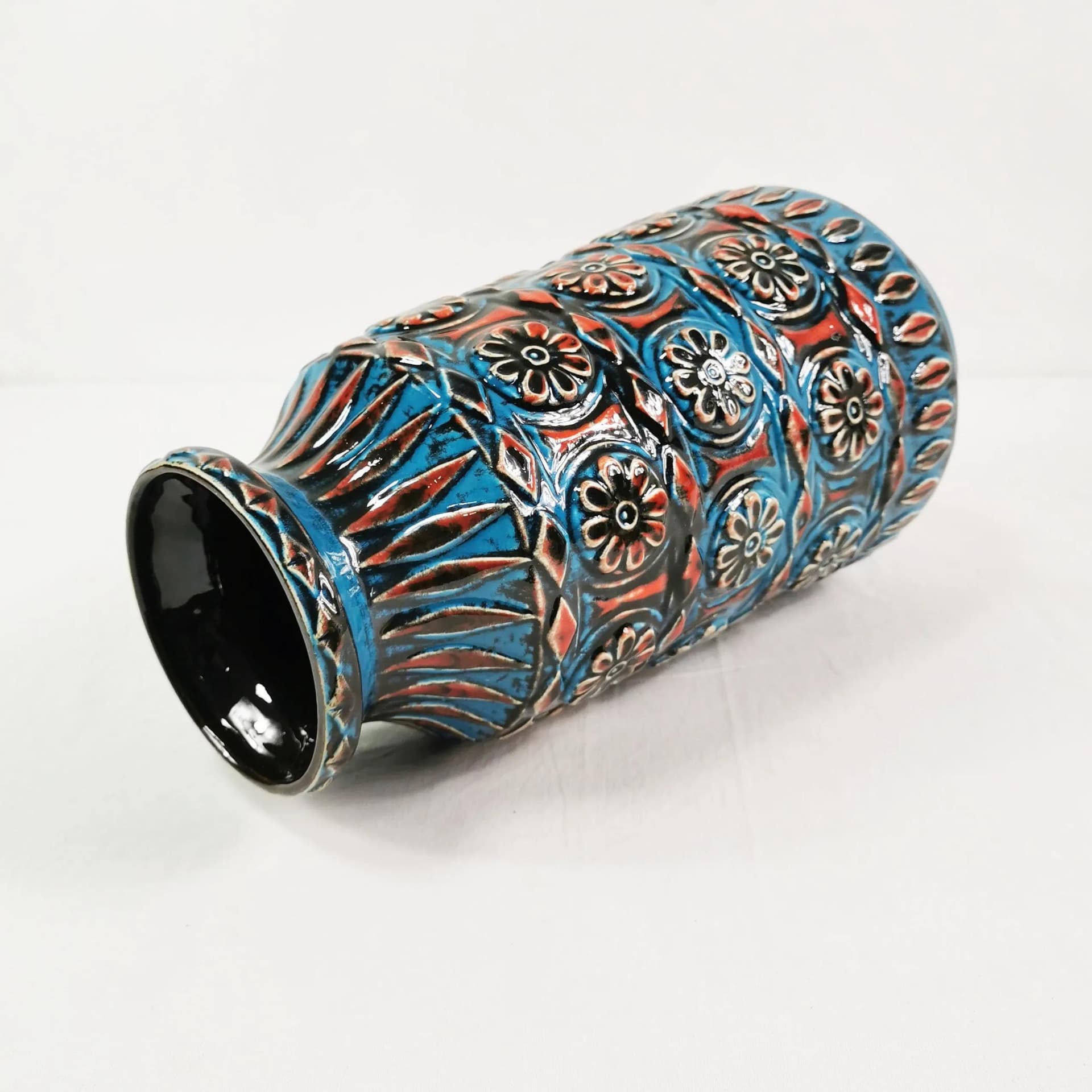 Vase, Bay Keramik, blue multicolor, stoneware, Germany, 1970s. - 337488