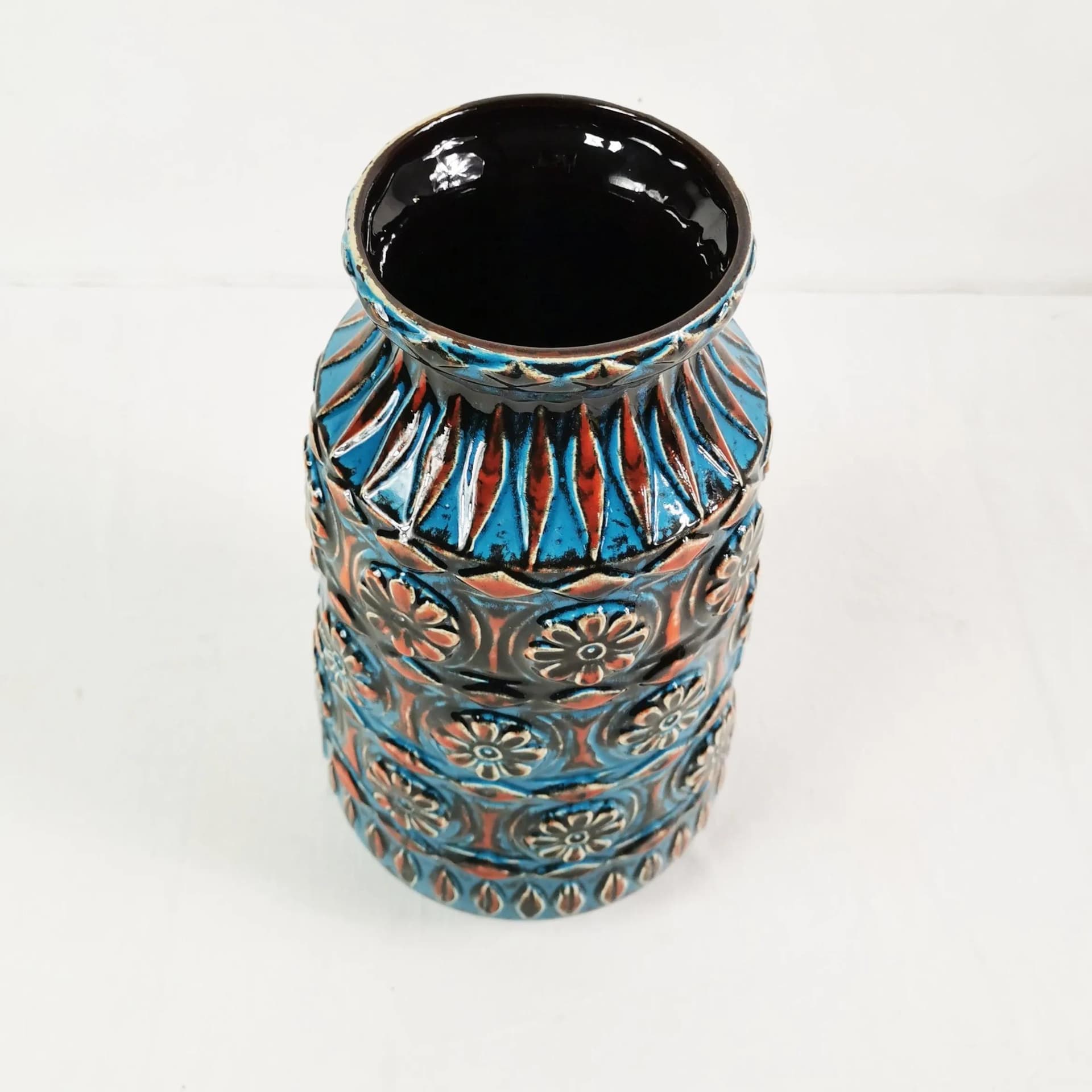 Vase, Bay Keramik, blue multicolor, stoneware, Germany, 1970s. - 337493