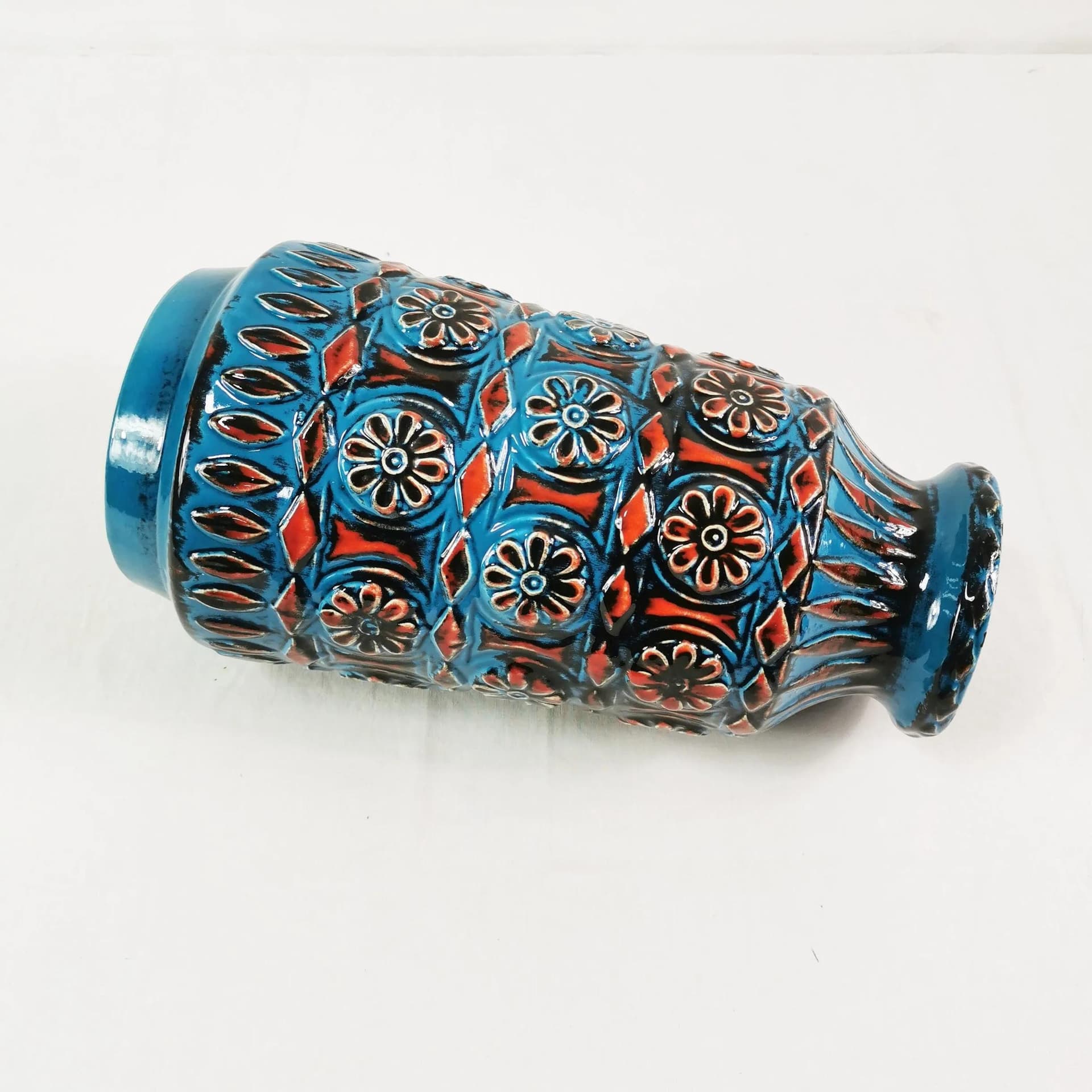 Vase, Bay Keramik, blue multicolor, stoneware, Germany, 1970s. - 337491