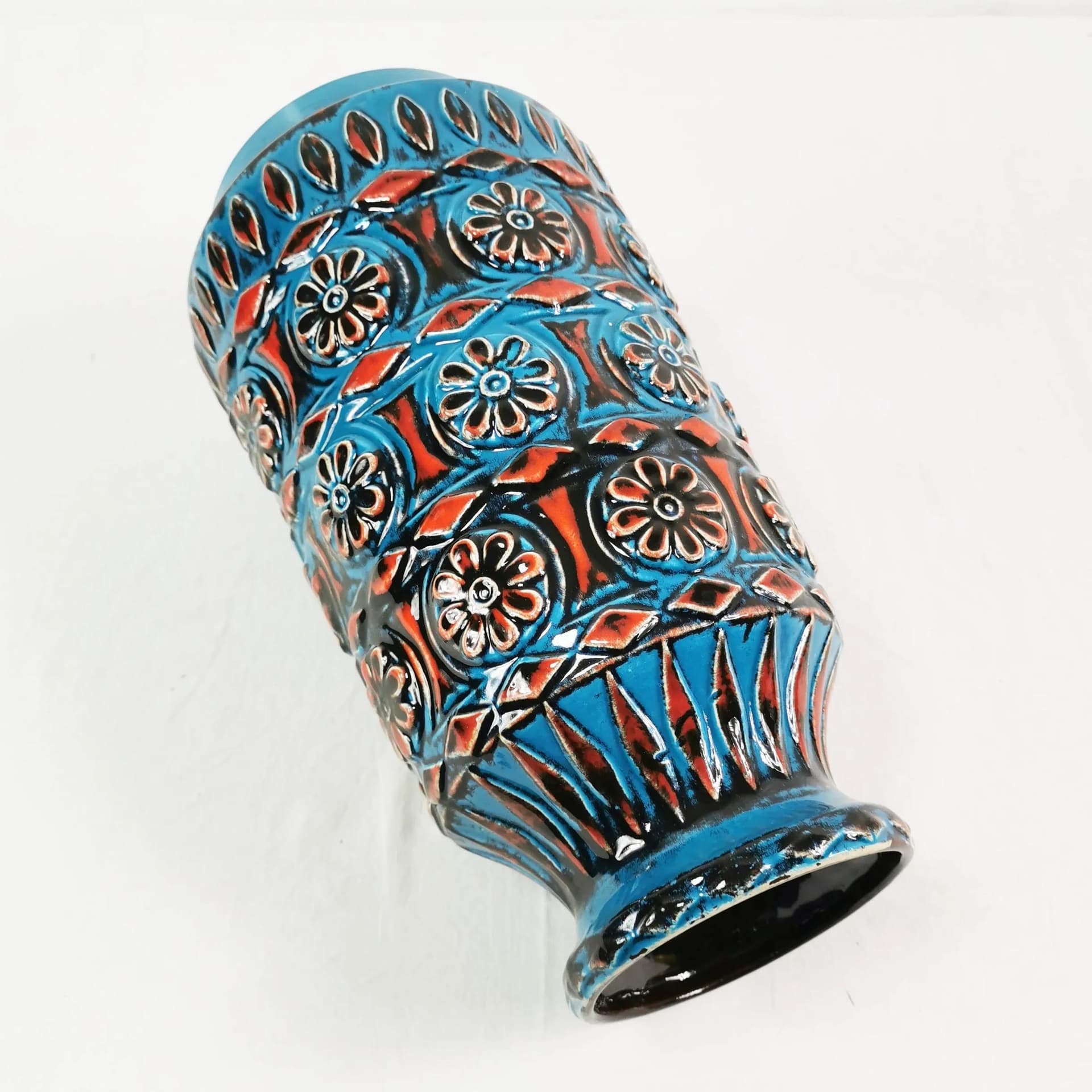 Vase, Bay Keramik, blue multicolor, stoneware, Germany, 1970s. - 337492