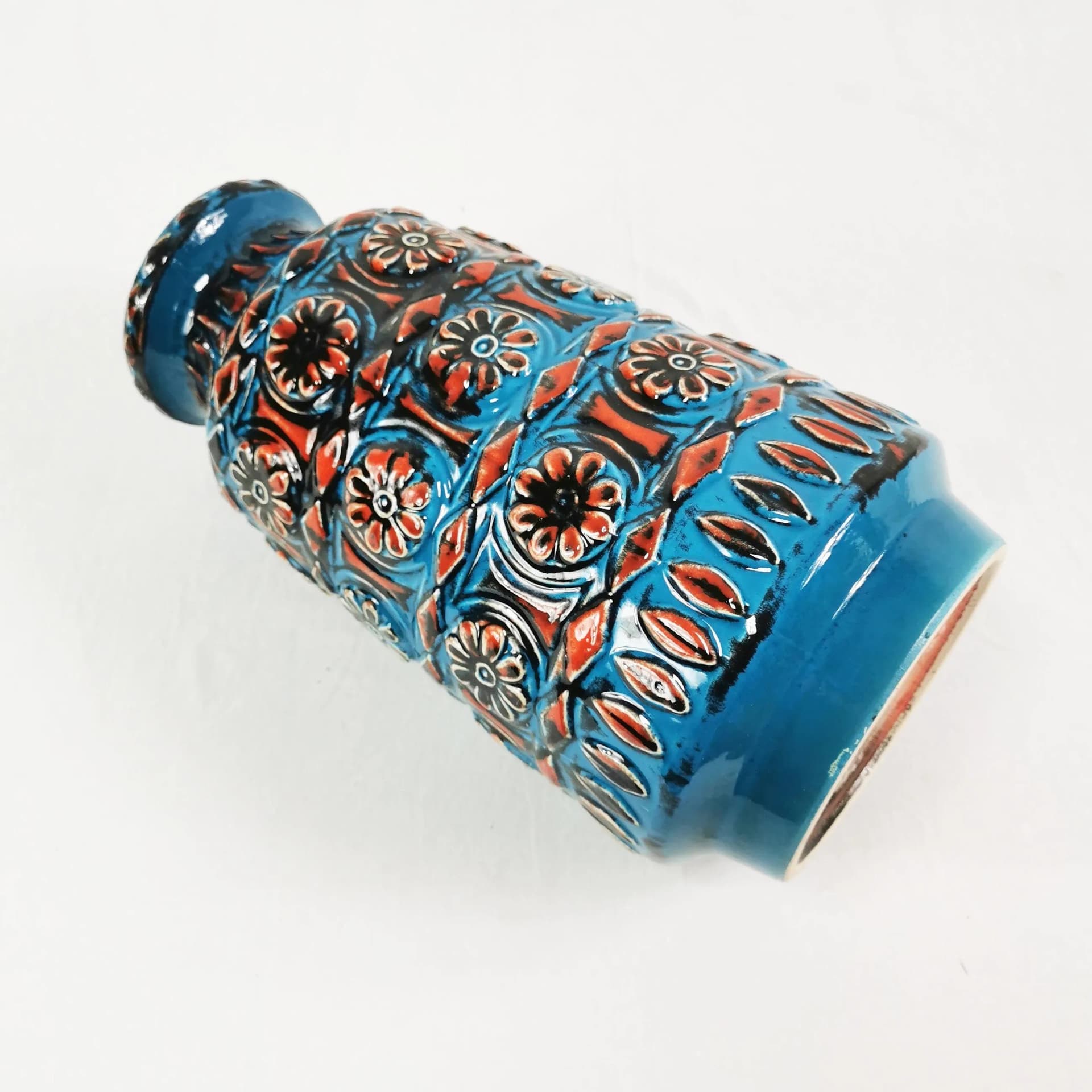 Vase, Bay Keramik, blue multicolor, stoneware, Germany, 1970s. - 337489