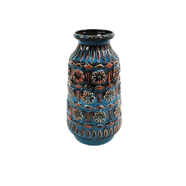 Vase, Bay Keramik, blue multicolor, stoneware, Germany, 1970s. - DIMENSION
