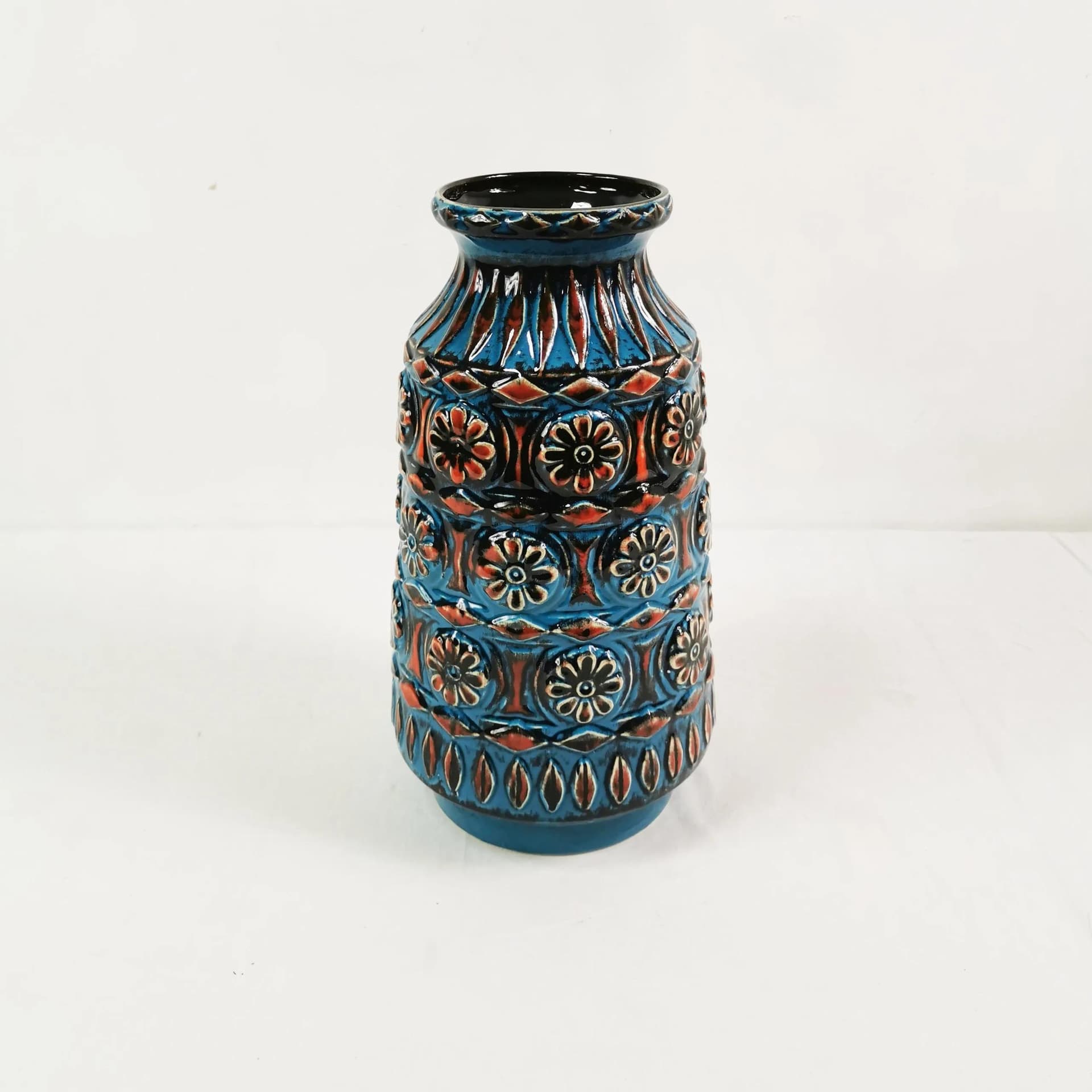 Vase, Bay Keramik, blue multicolor, stoneware, Germany, 1970s. - 337487