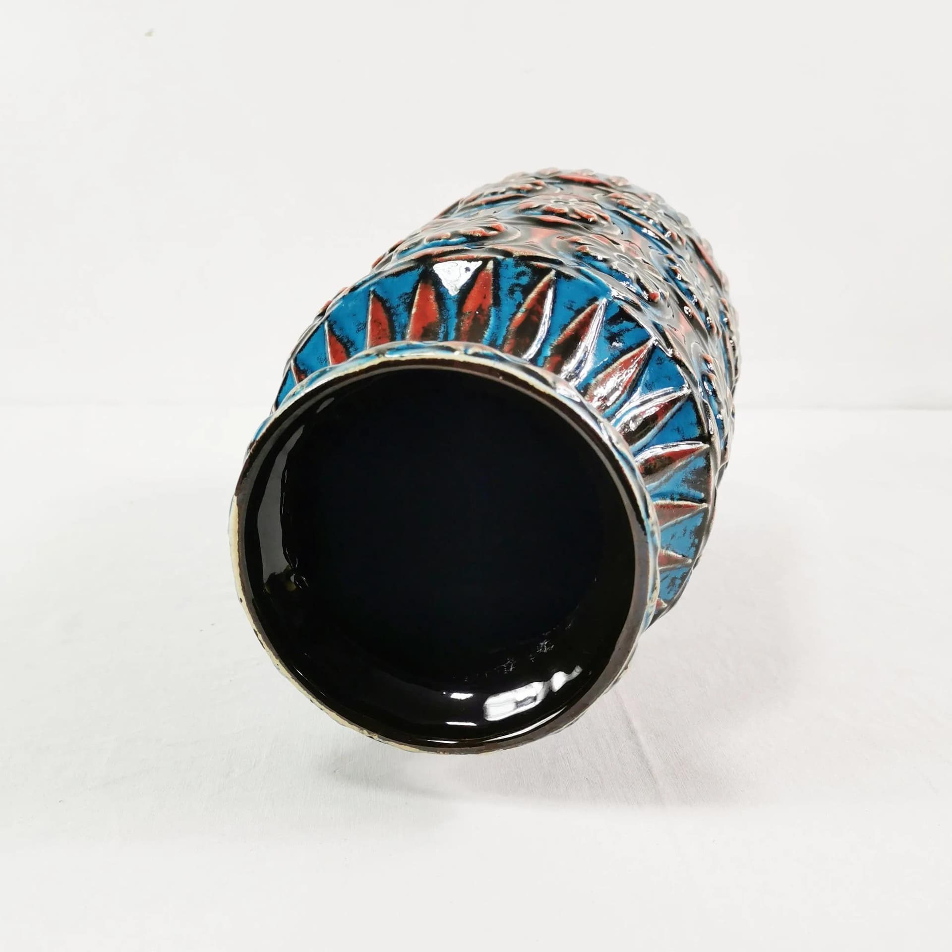 Vase, Bay Keramik, blue multicolor, stoneware, Germany, 1970s. - 337494