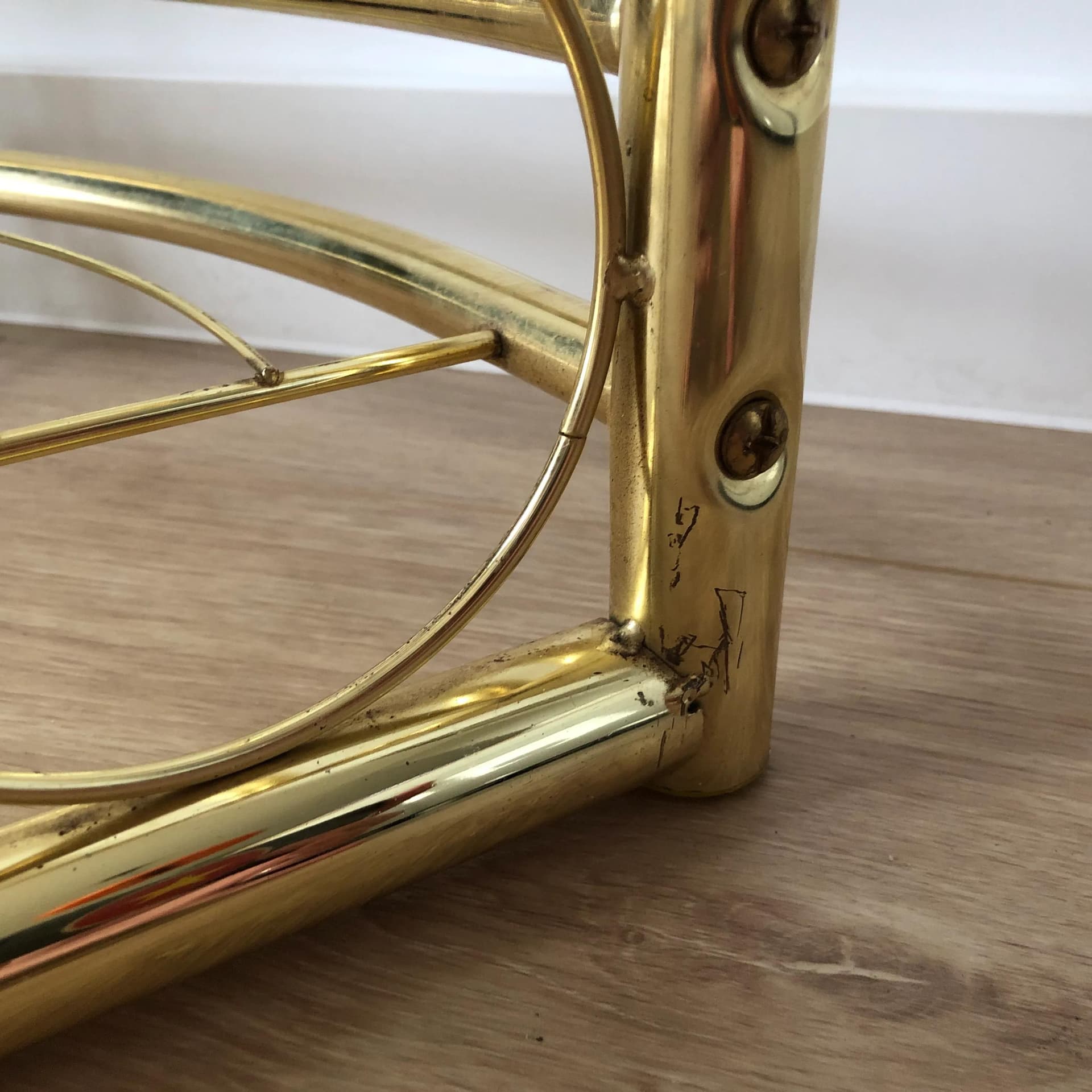 Etażerka narożna, złoty, metal, Niemcy, lata 80. - 25162