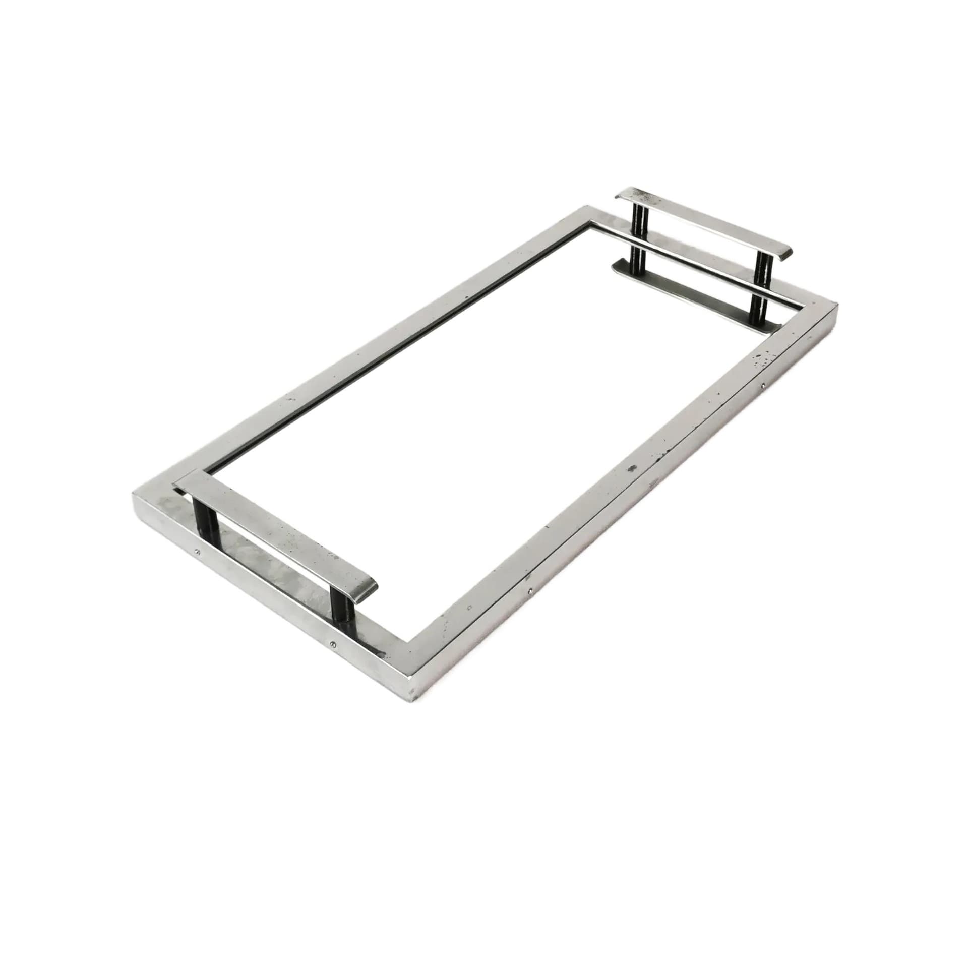 Tray Art Deco, silver chrome, mirrored glass, beech, Czechoslovakia, 1930s.