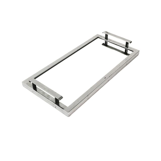 Tray Art Deco, silver chrome, mirrored glass, beech, Czechoslovakia, 1930s. - DIMENSION