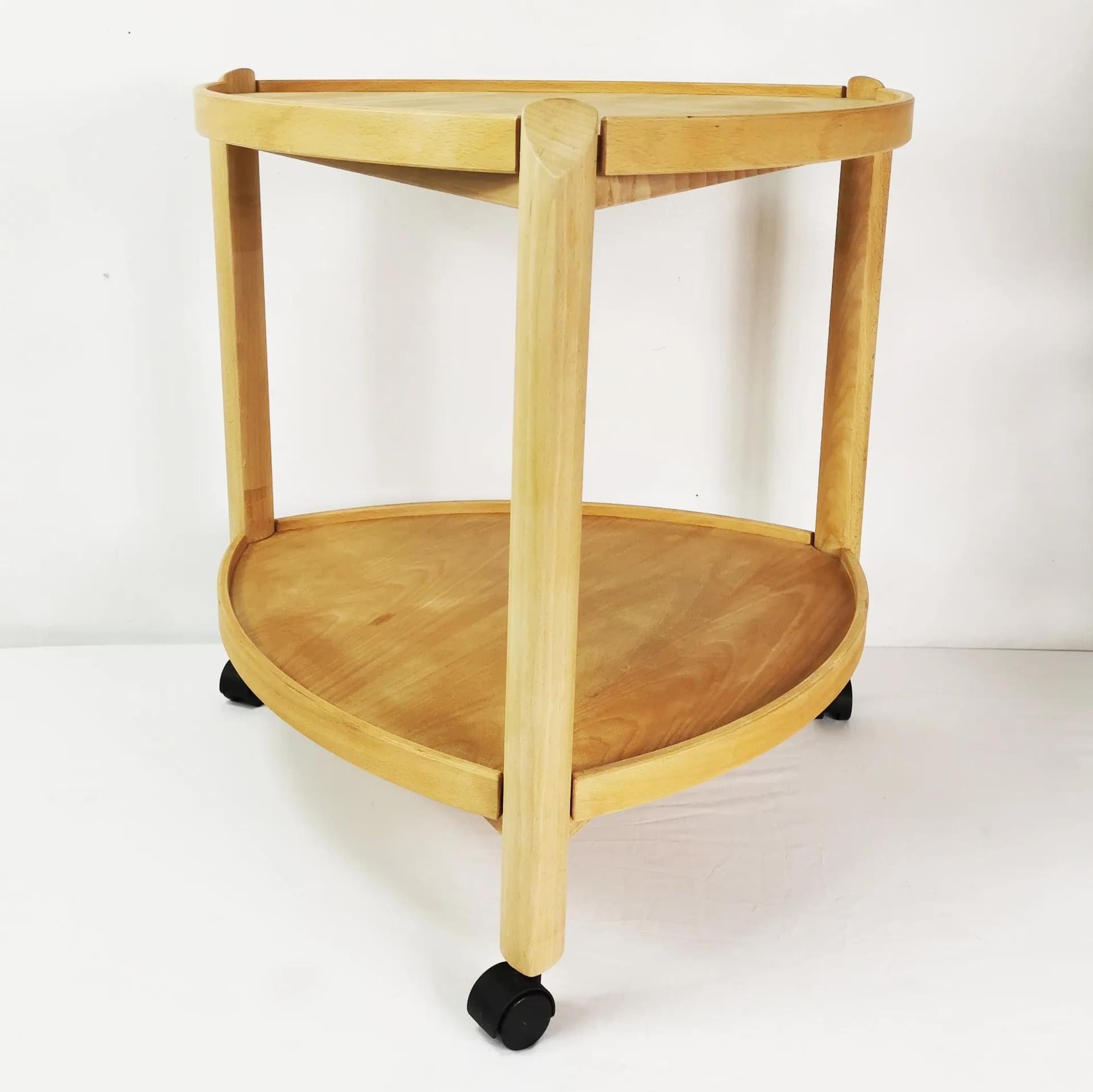 Side Table-Bar Cart, brown beech, Denmark, 1980s. - 337315