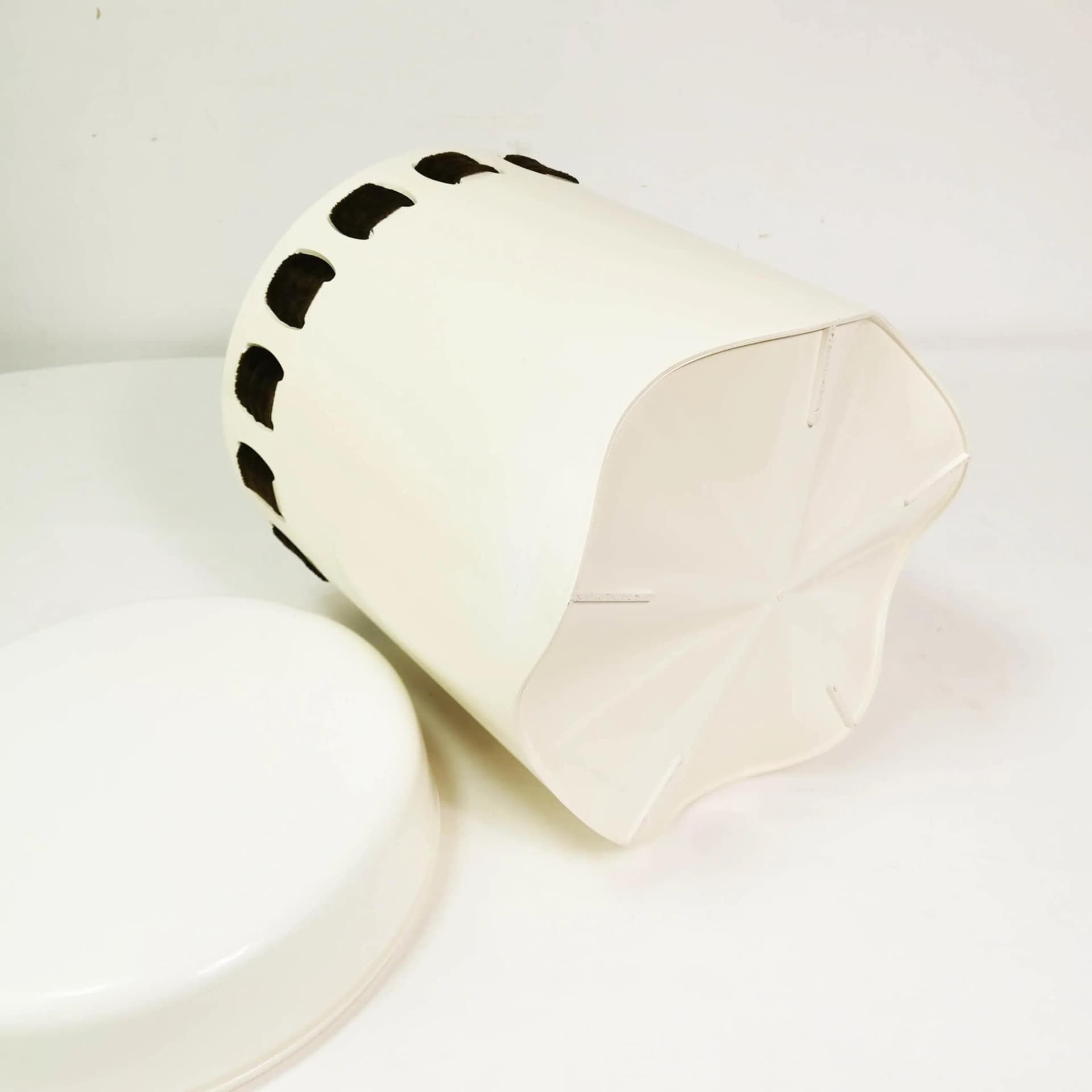 Taboret ze schowkiem, beżowy biały, plastik, Emsa, Niemcy, lata 60. - 337266