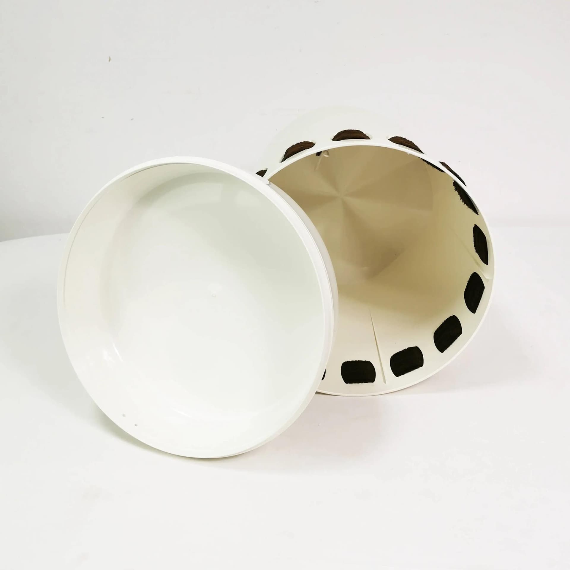 Taboret ze schowkiem, beżowy biały, plastik, Emsa, Niemcy, lata 60. - 337264