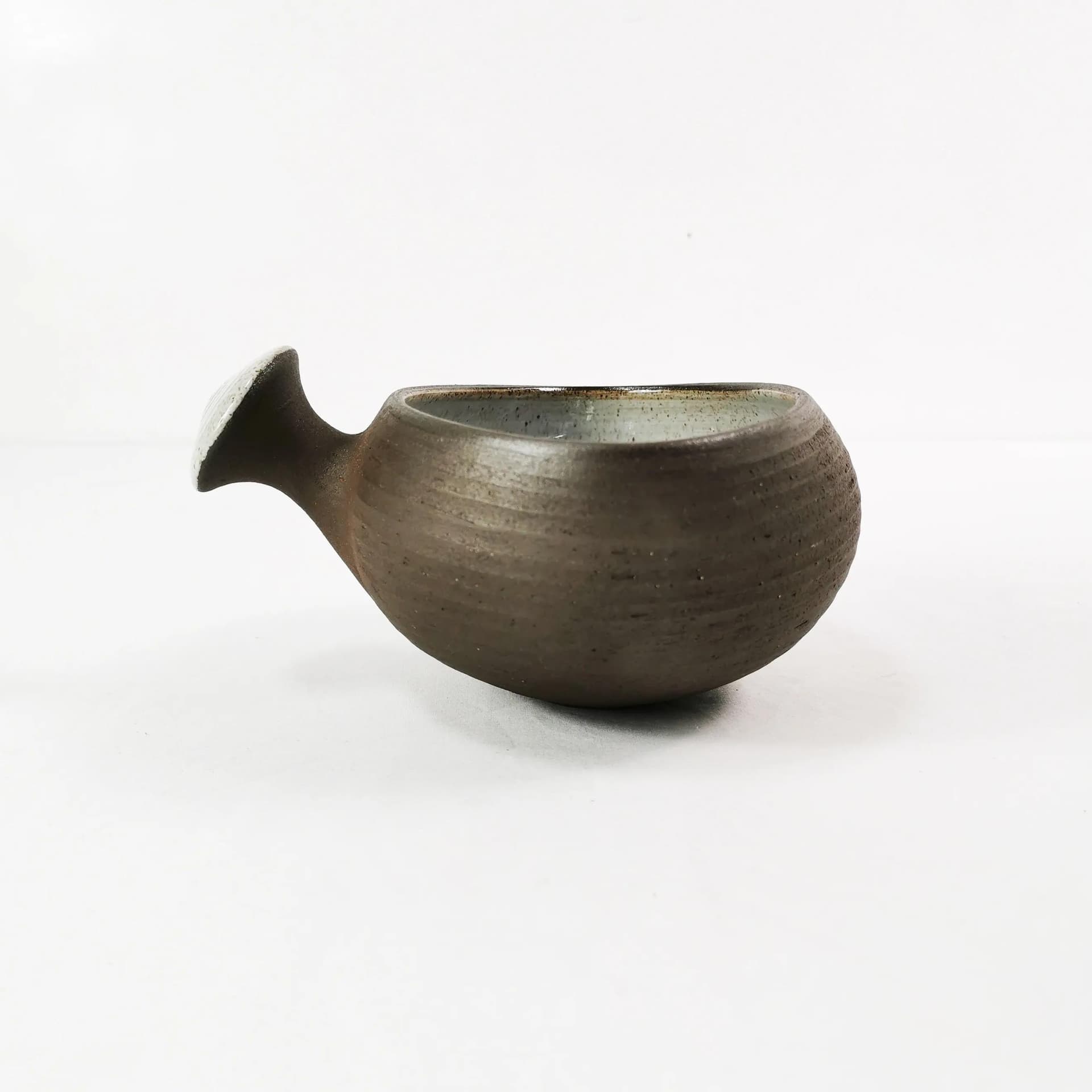 Bowl with handle, brown stoneware, by H. Ditlev, Denmark, 1960s. - 339829