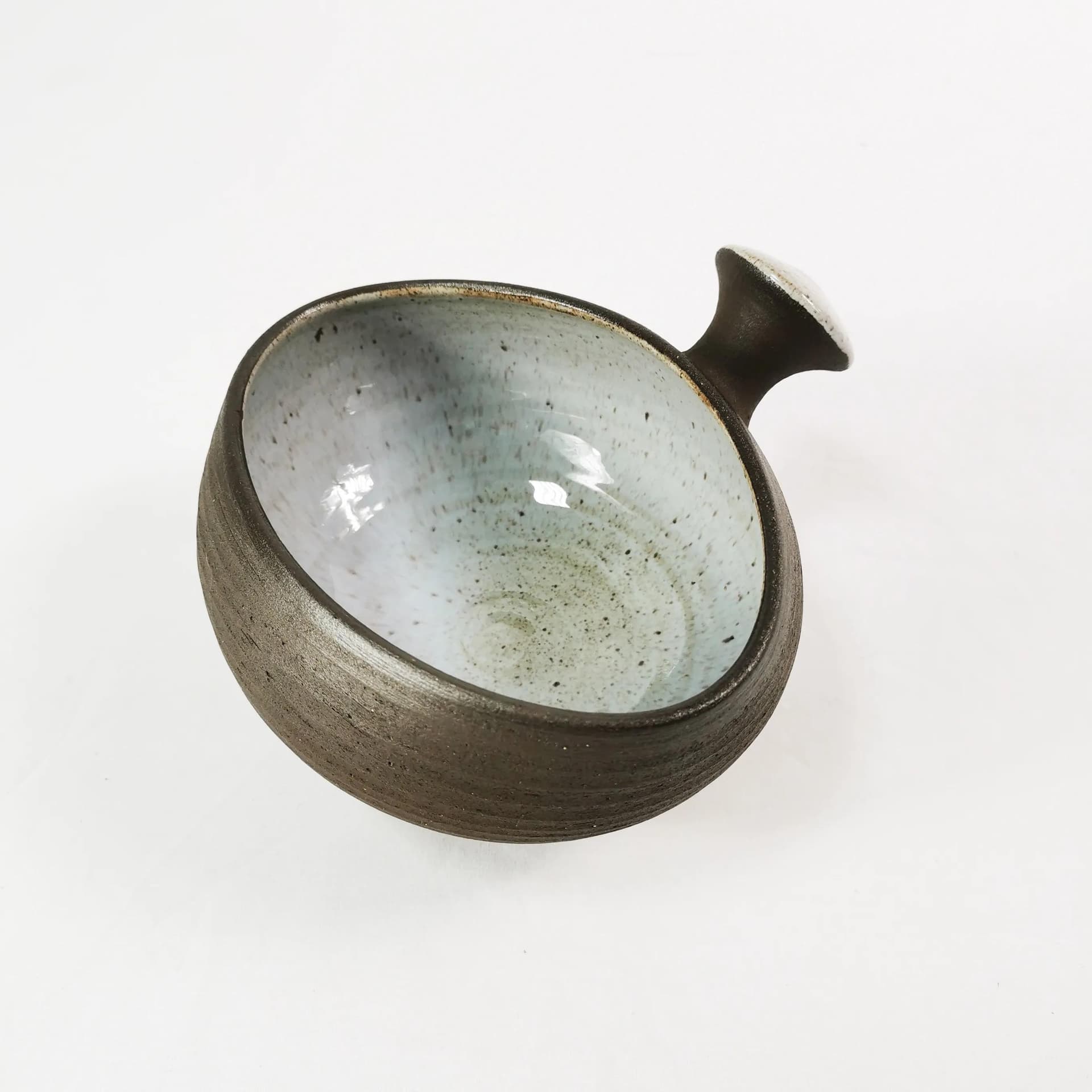 Bowl with handle, brown stoneware, by H. Ditlev, Denmark, 1960s. - 339828