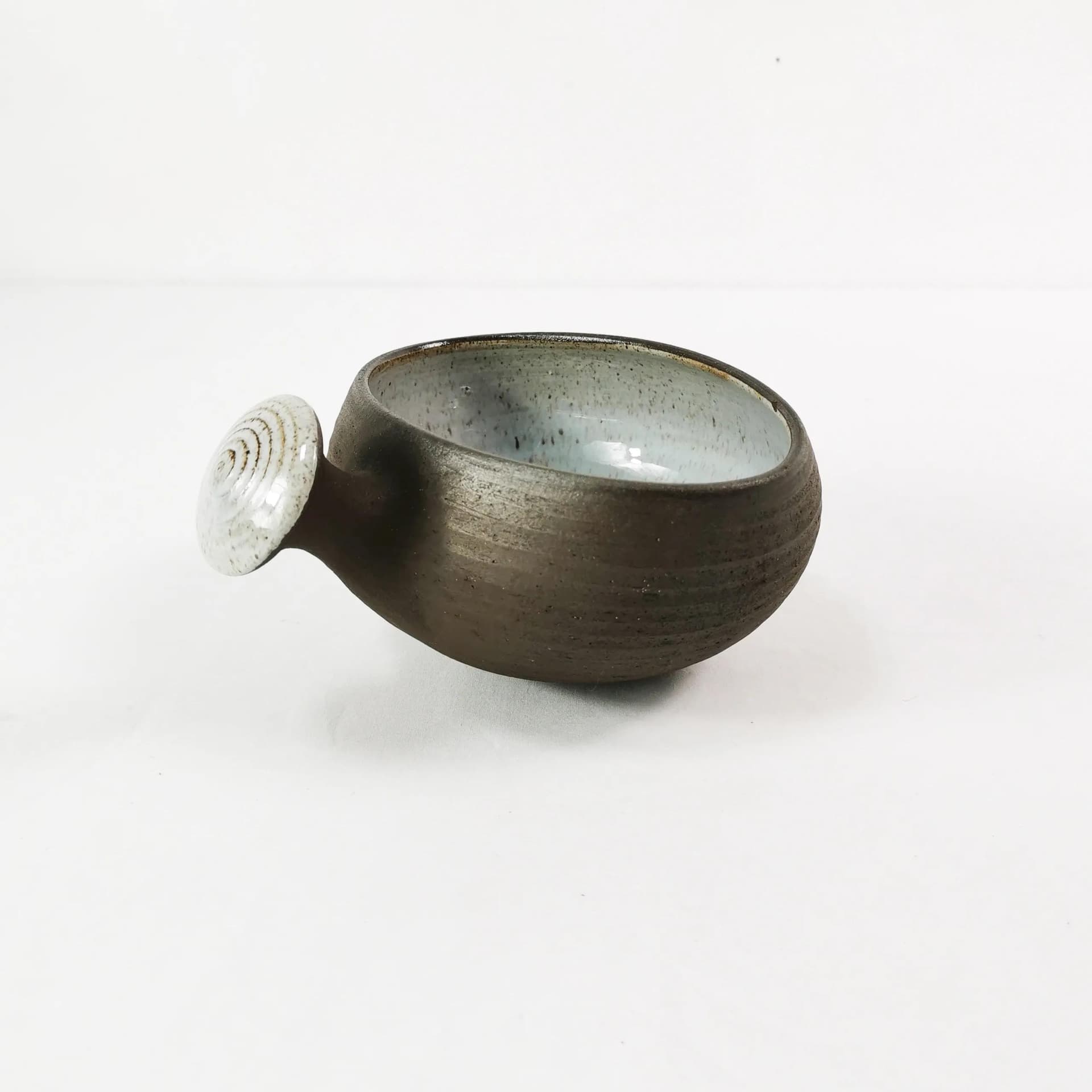Bowl with handle, brown stoneware, by H. Ditlev, Denmark, 1960s. - 339833