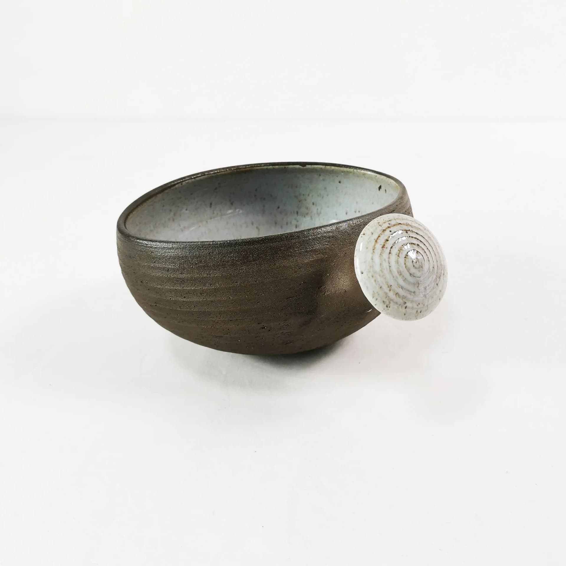 Bowl with handle, brown stoneware, by H. Ditlev, Denmark, 1960s. - 339831