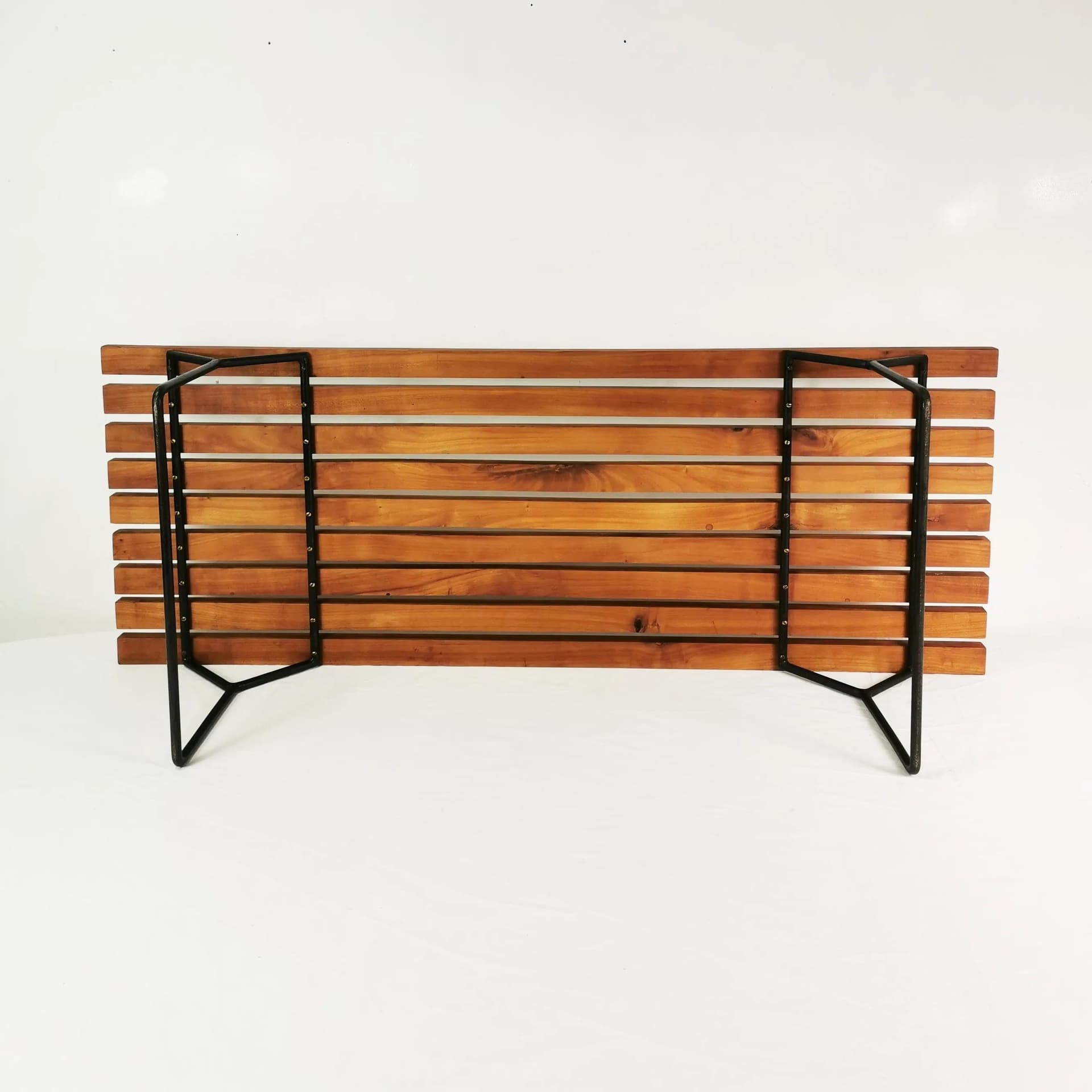 Coffee Table Model 400, brown wood, black metal, by H. Bertoia, Knoll, USA, 1950s. - 338890
