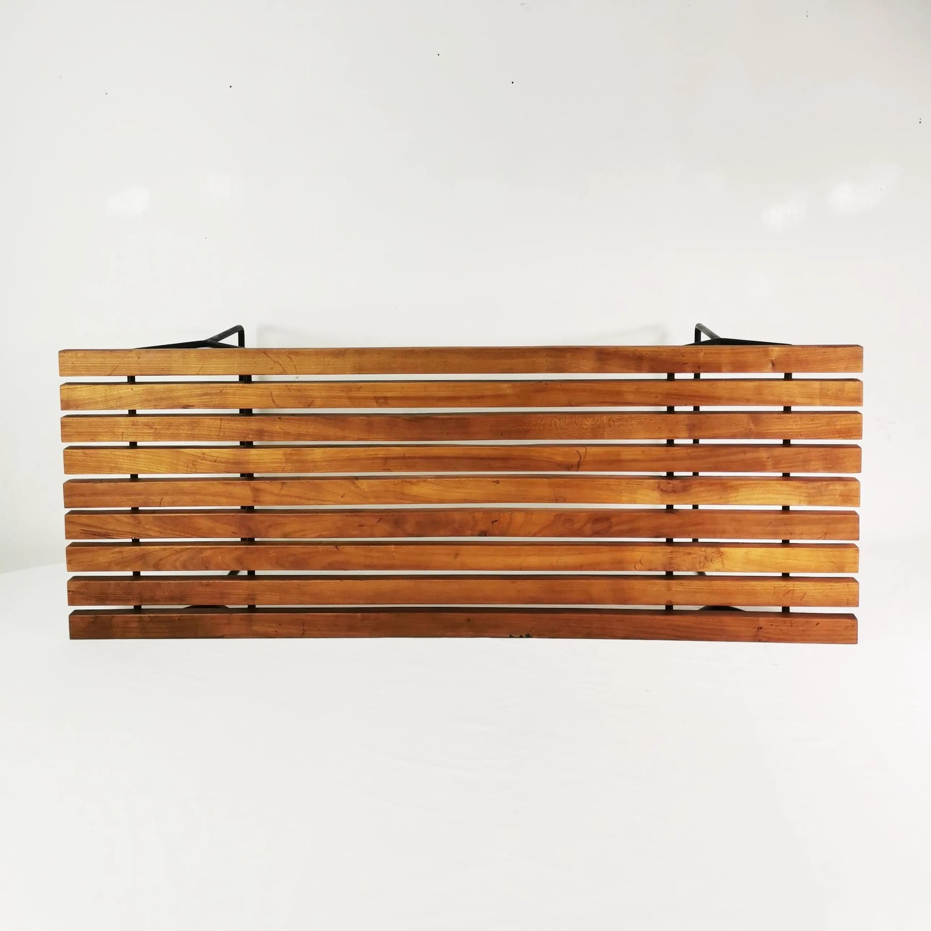 Coffee Table Model 400, brown wood, black metal, by H. Bertoia, Knoll, USA, 1950s. - 338887
