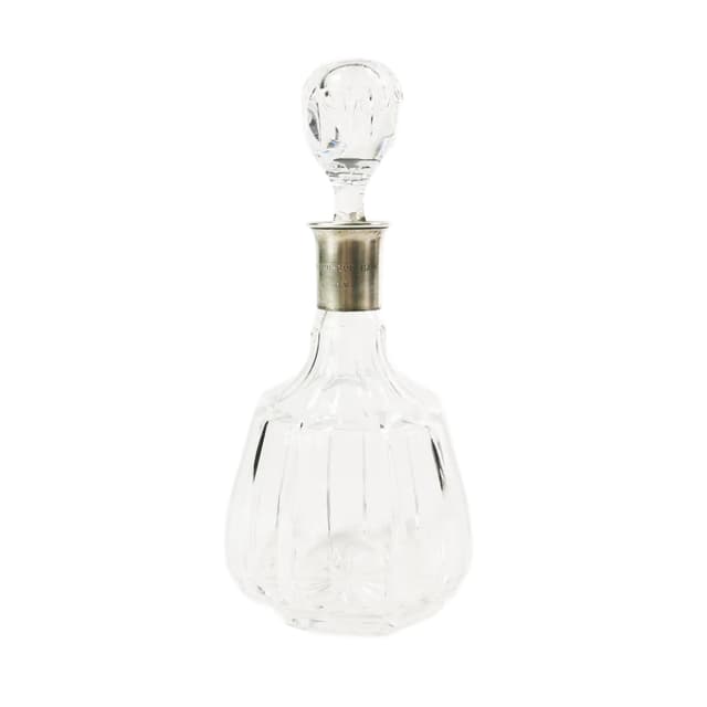 Decanter Art Deco, transparent crystal, silver, Germany, 1950s - DIMENSION