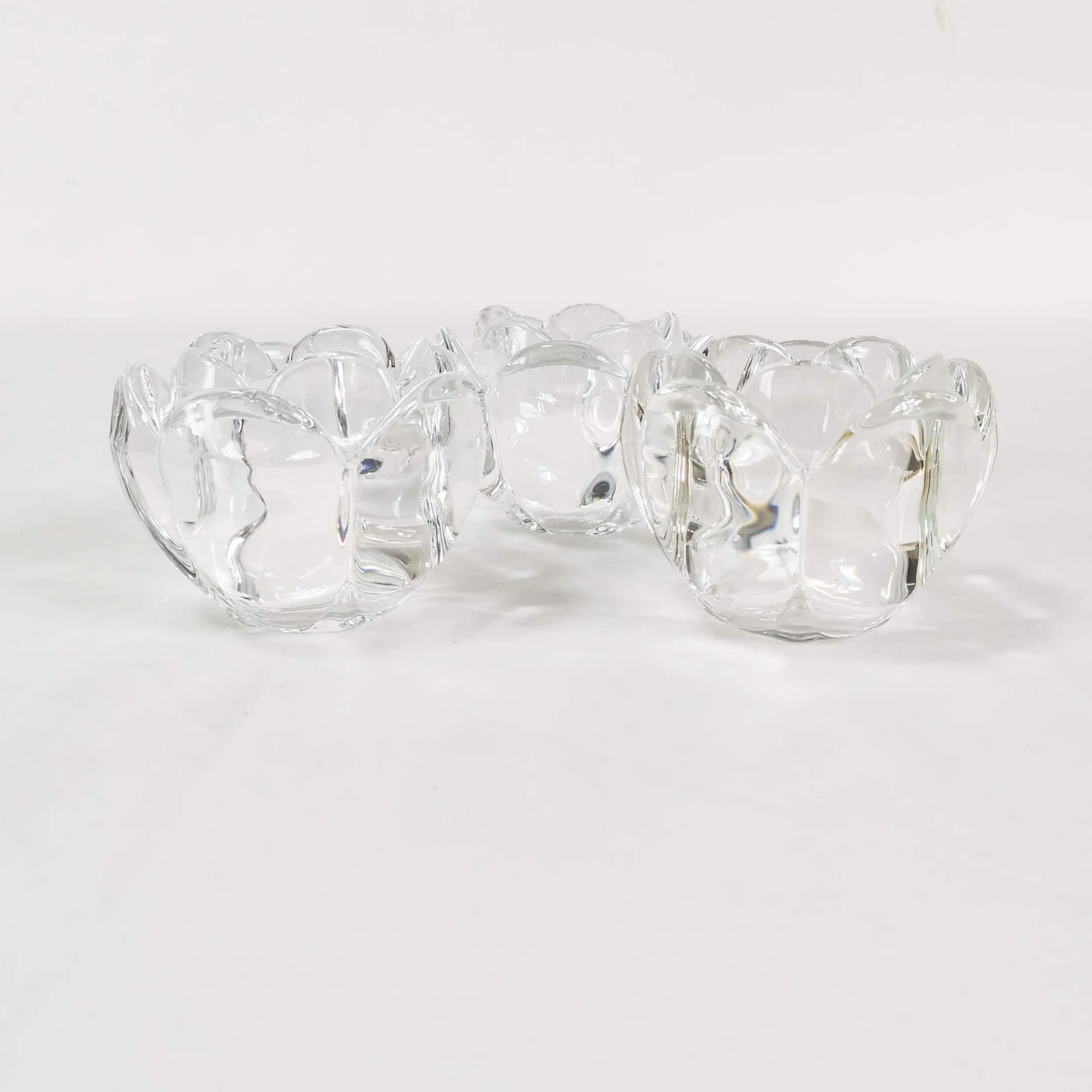 Set of three crystal candle holders, transparent, Royal Copenhagen, Denmark, 1980s. - 338849