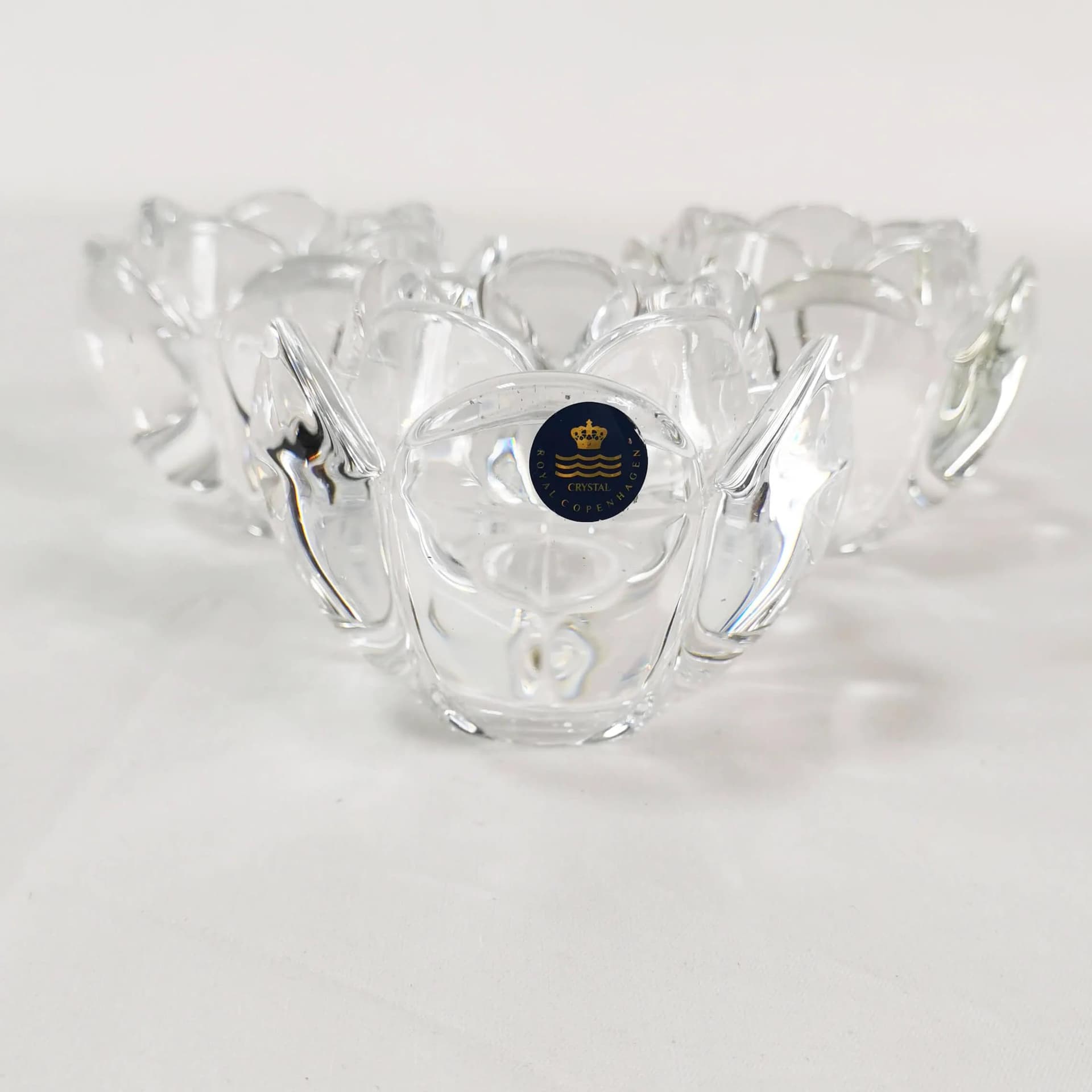 Set of three crystal candle holders, transparent, Royal Copenhagen, Denmark, 1980s. - 338853
