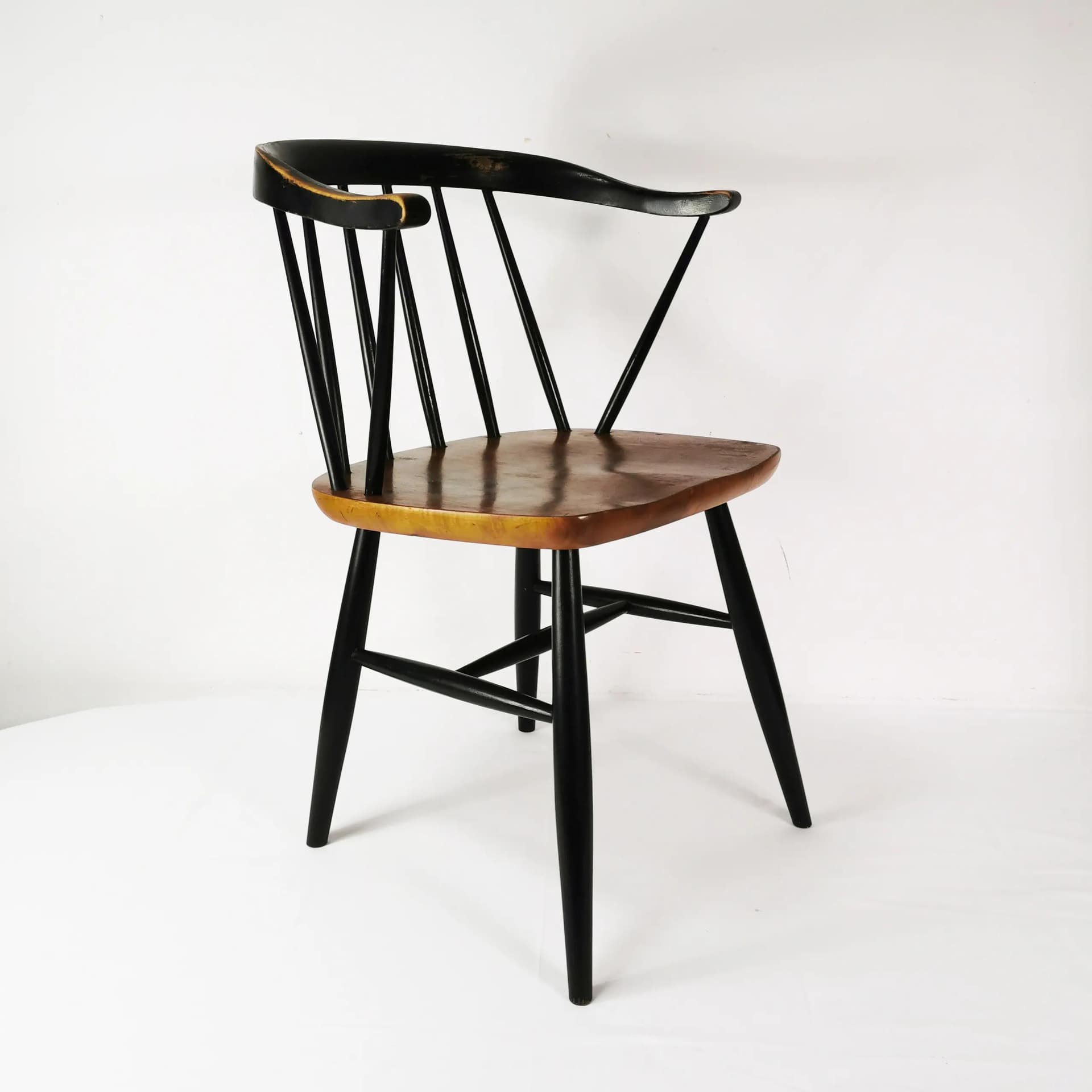Armchair Fanett, brown wood, black wood, by I. Tapiovaara, Sweden, 1950s. - 338813
