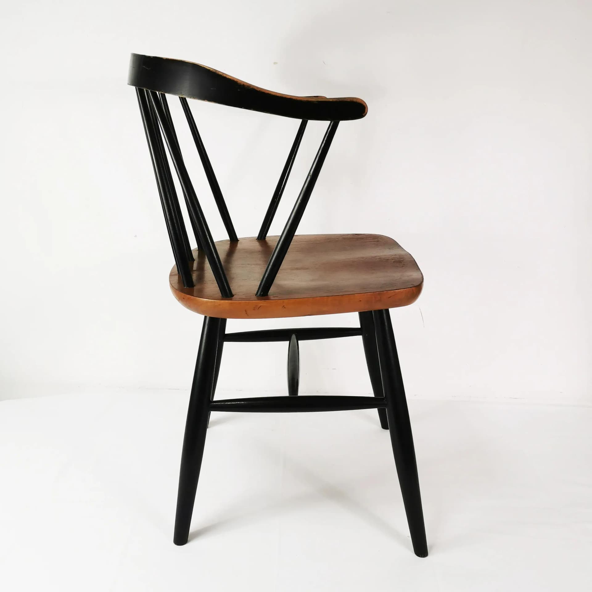Armchair Fanett, brown wood, black wood, by I. Tapiovaara, Sweden, 1950s. - 338815