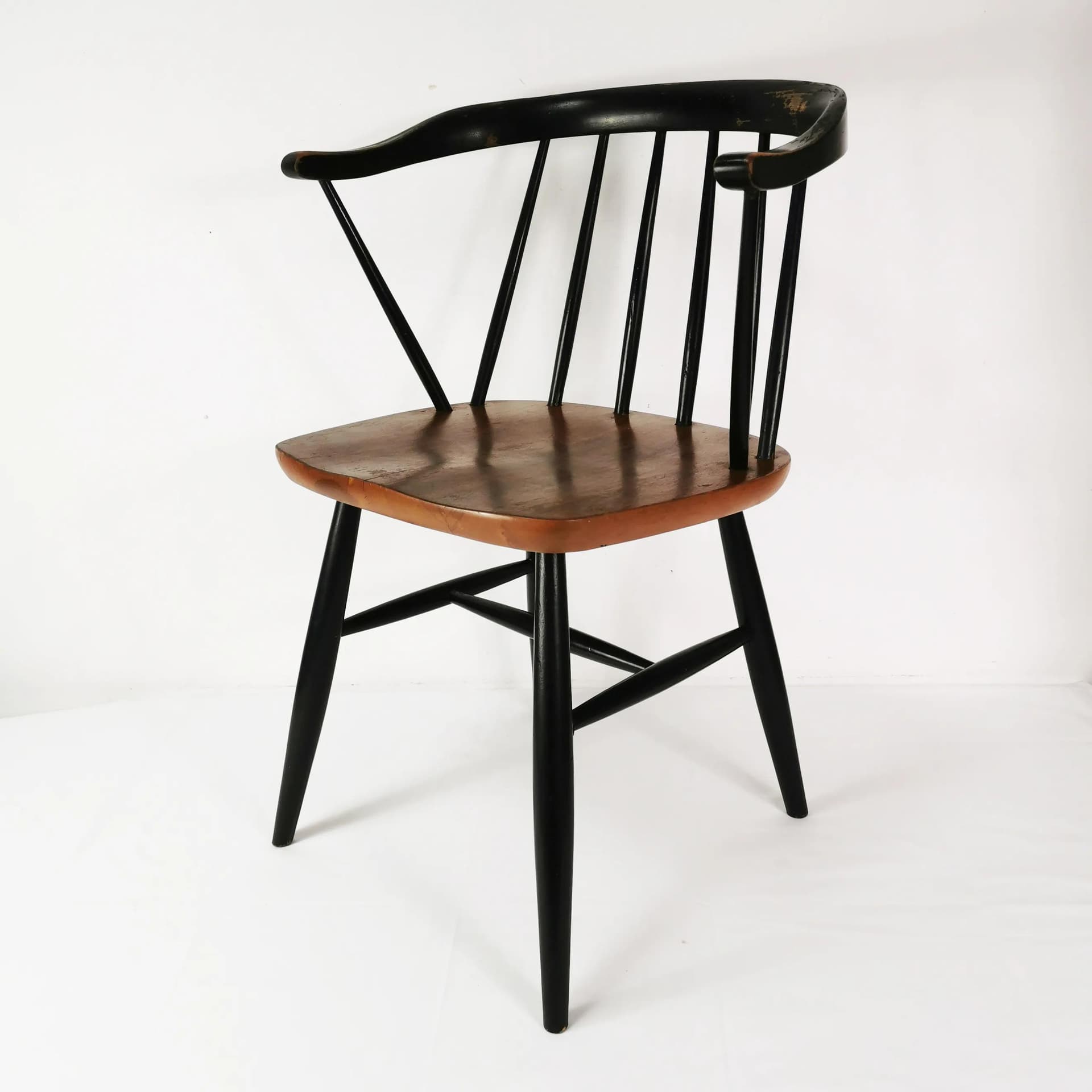 Armchair Fanett, brown wood, black wood, by I. Tapiovaara, Sweden, 1950s. - 338812