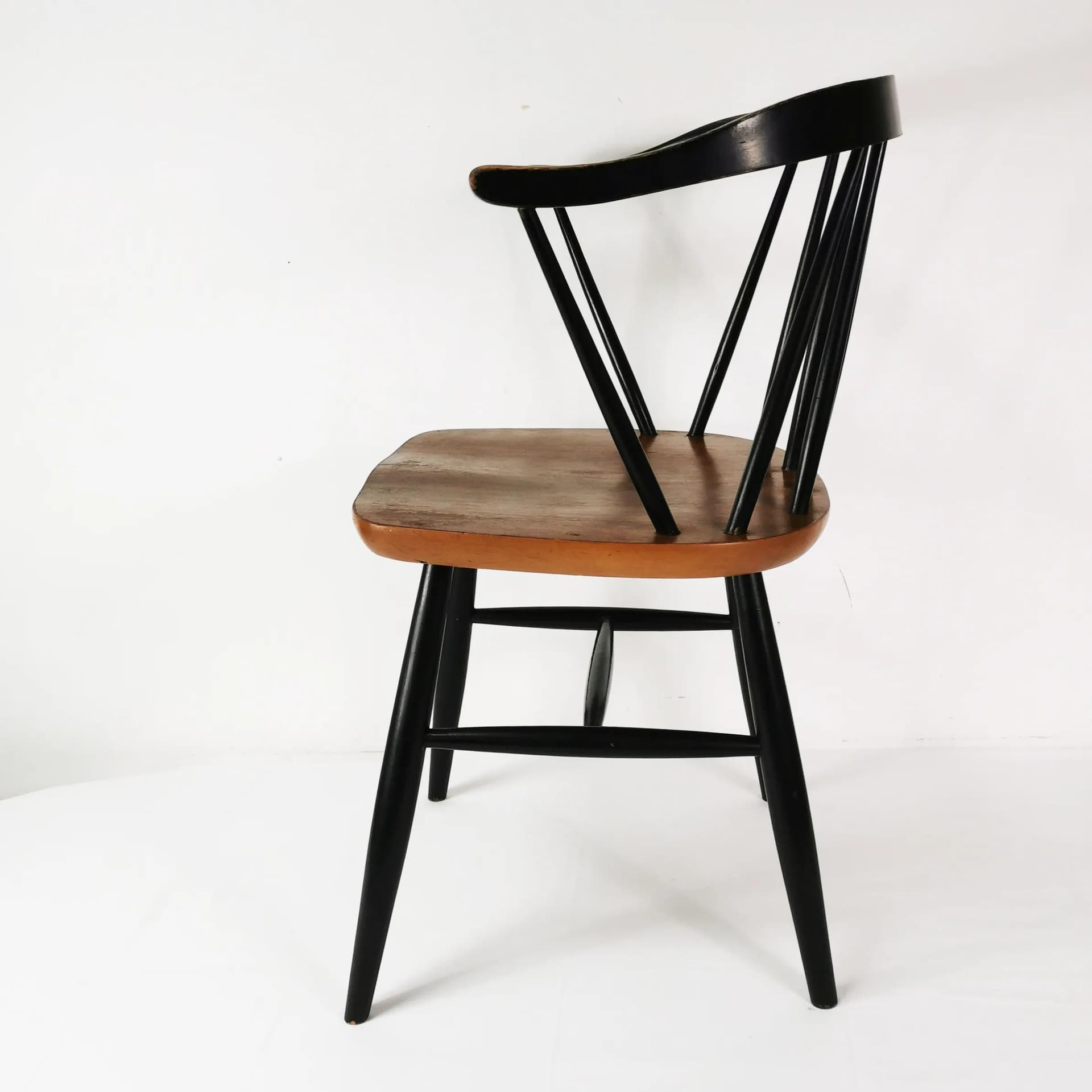 Armchair Fanett, brown wood, black wood, by I. Tapiovaara, Sweden, 1950s. - 338816