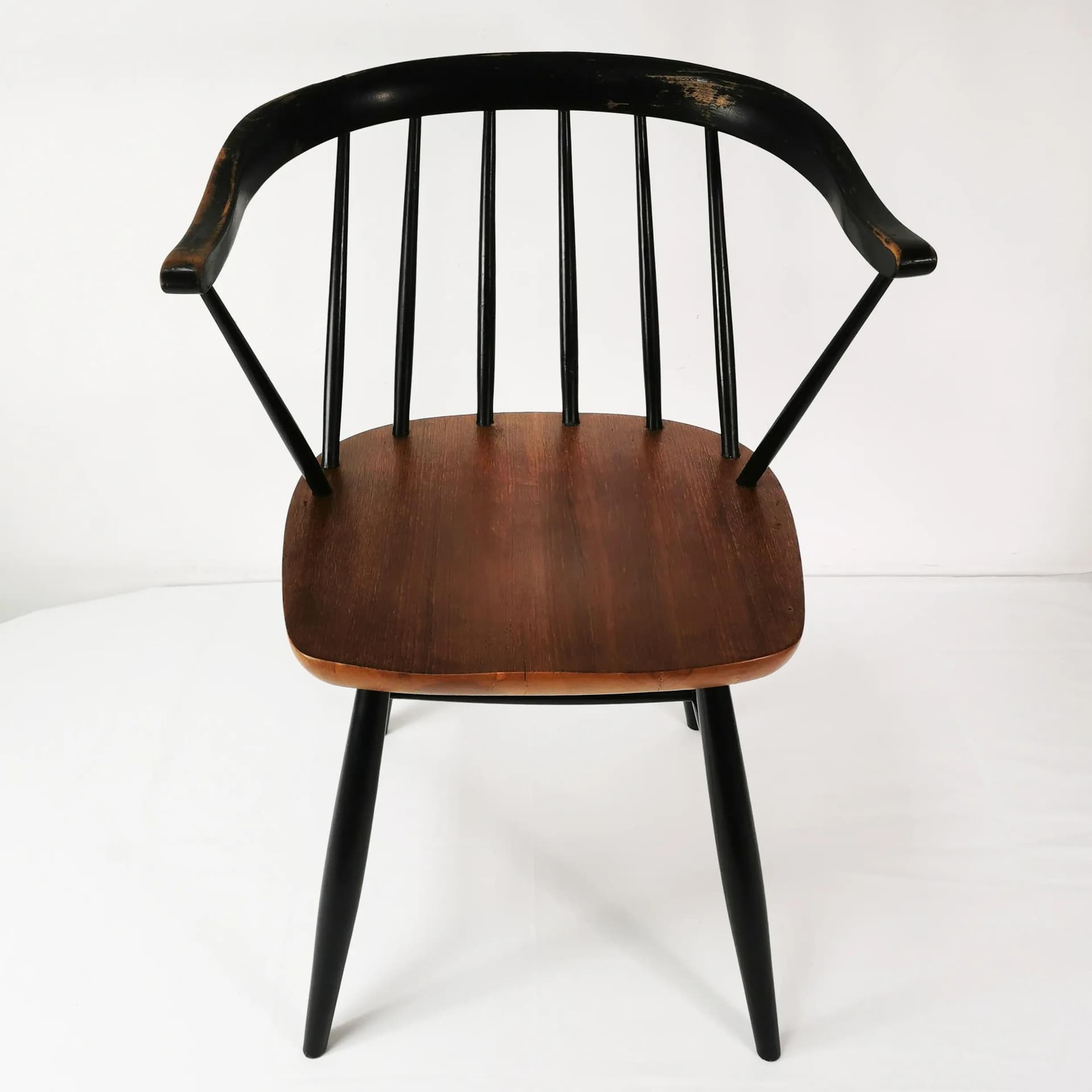 Armchair Fanett, brown wood, black wood, by I. Tapiovaara, Sweden, 1950s. - 338818