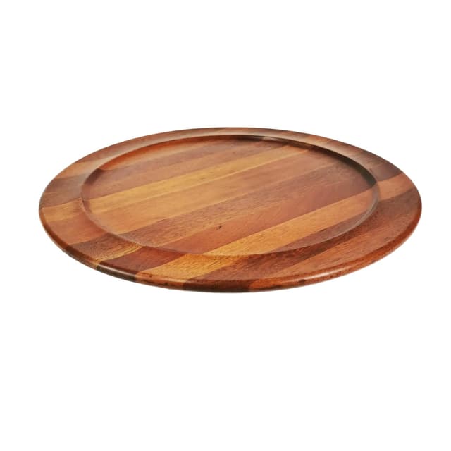 Round platter, brown teak, Norway, 1970s. - DIMENSION
