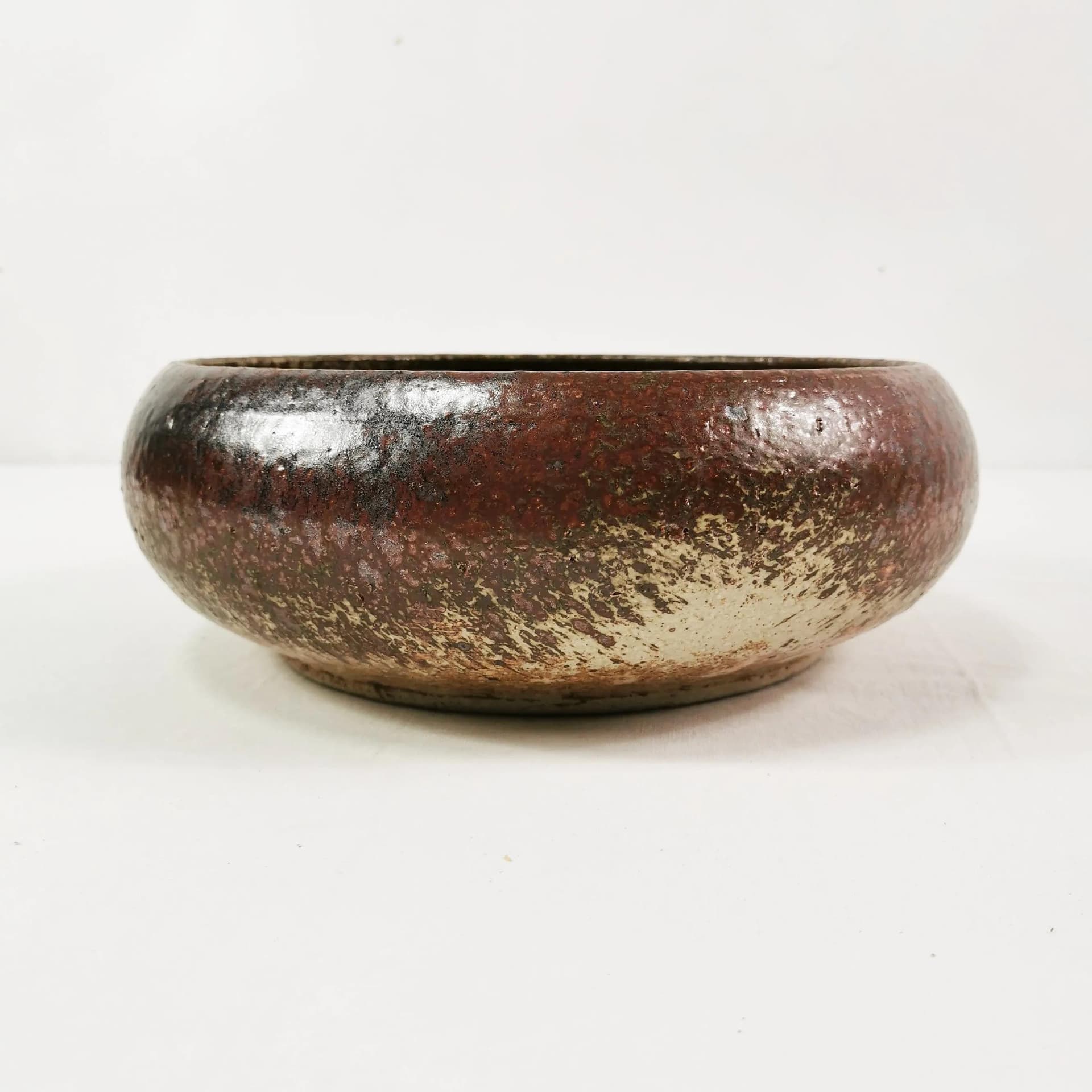 Decorative bowl Mid Century, brown red beige stoneware, Denmark, 1960s. - 338669