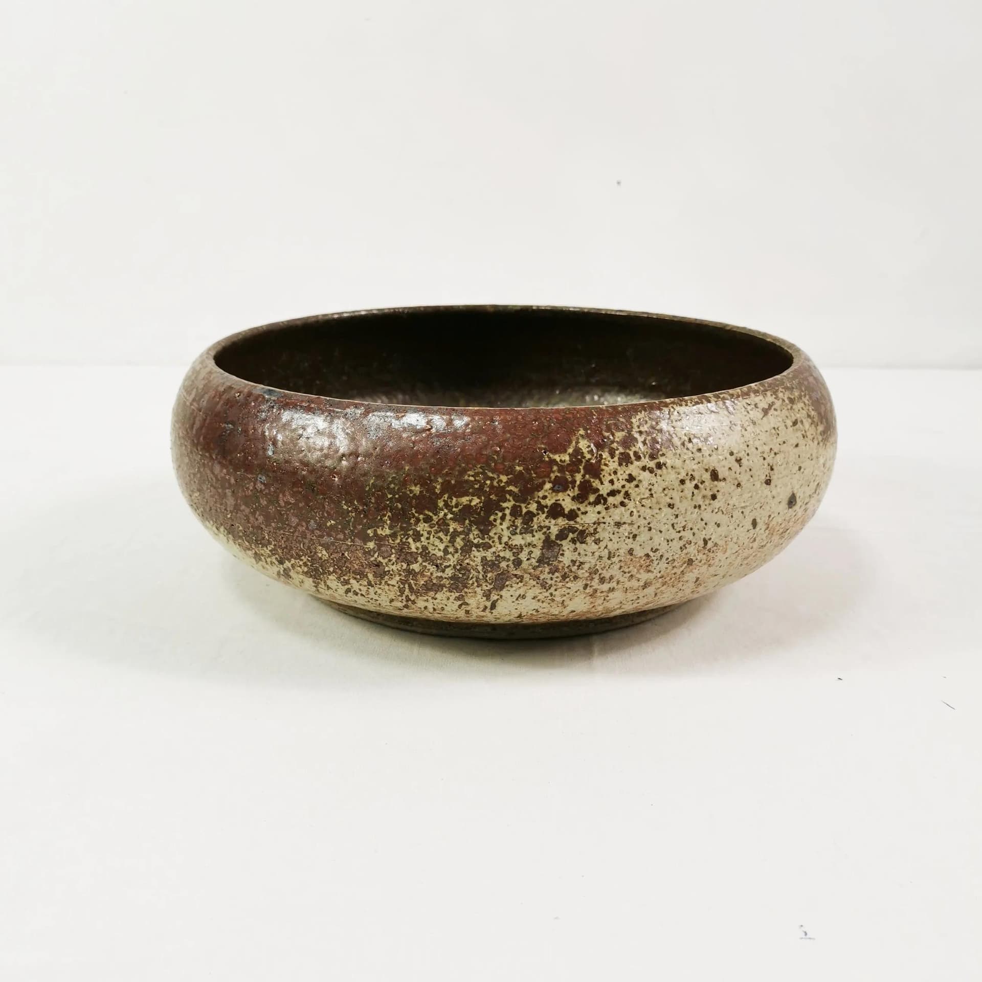 Decorative bowl Mid Century, brown red beige stoneware, Denmark, 1960s. - 338667