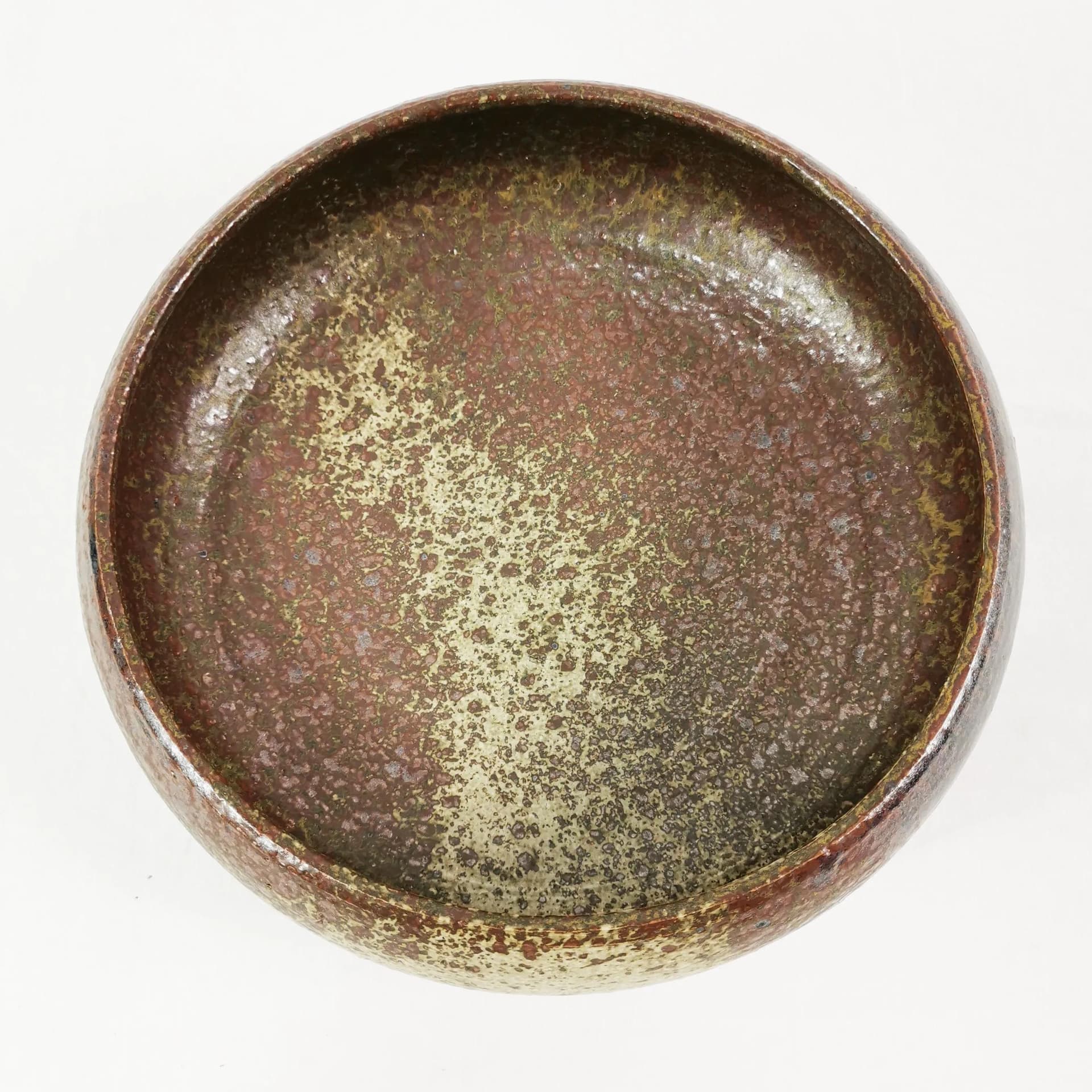 Decorative bowl Mid Century, brown red beige stoneware, Denmark, 1960s. - 338673