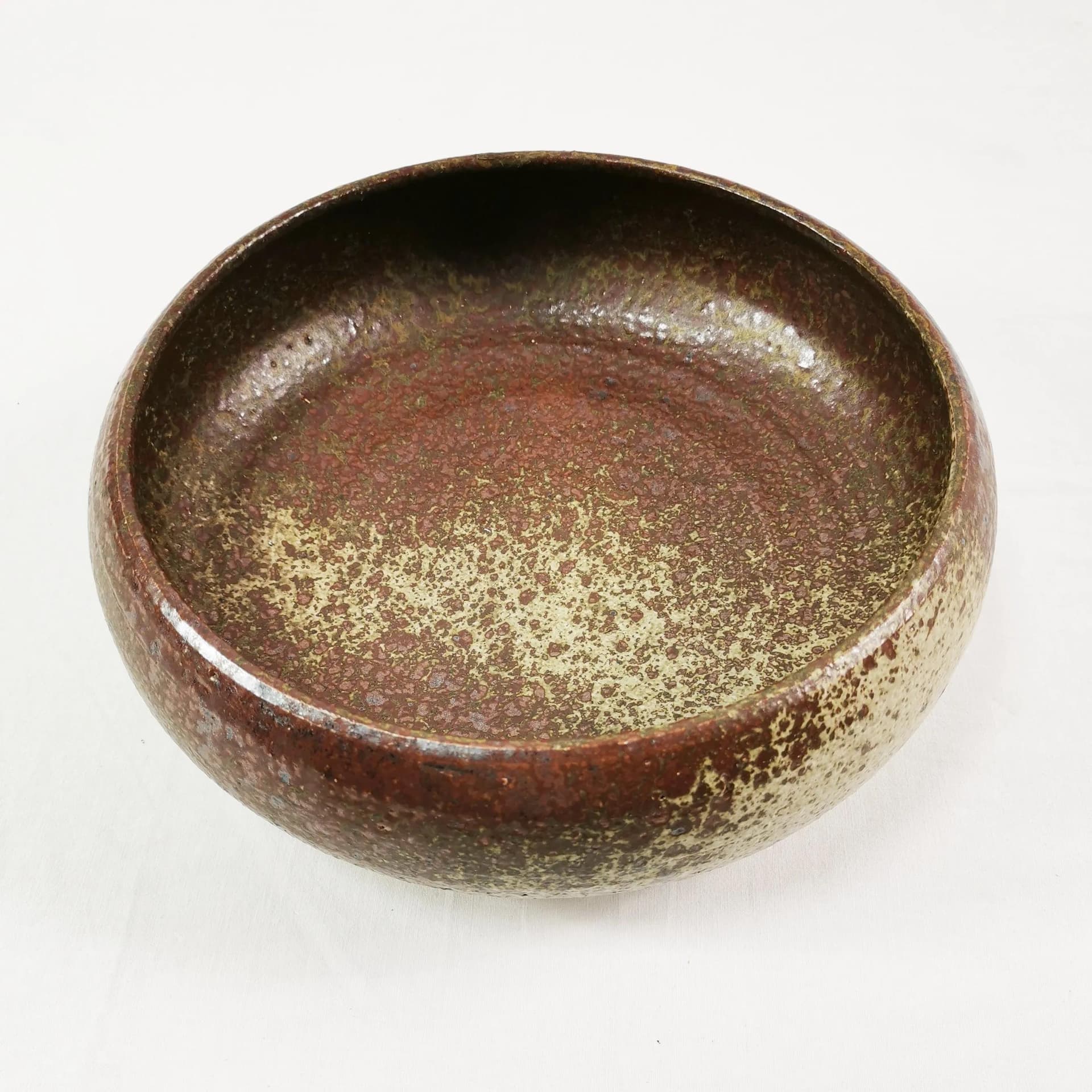 Decorative bowl Mid Century, brown red beige stoneware, Denmark, 1960s. - 338670