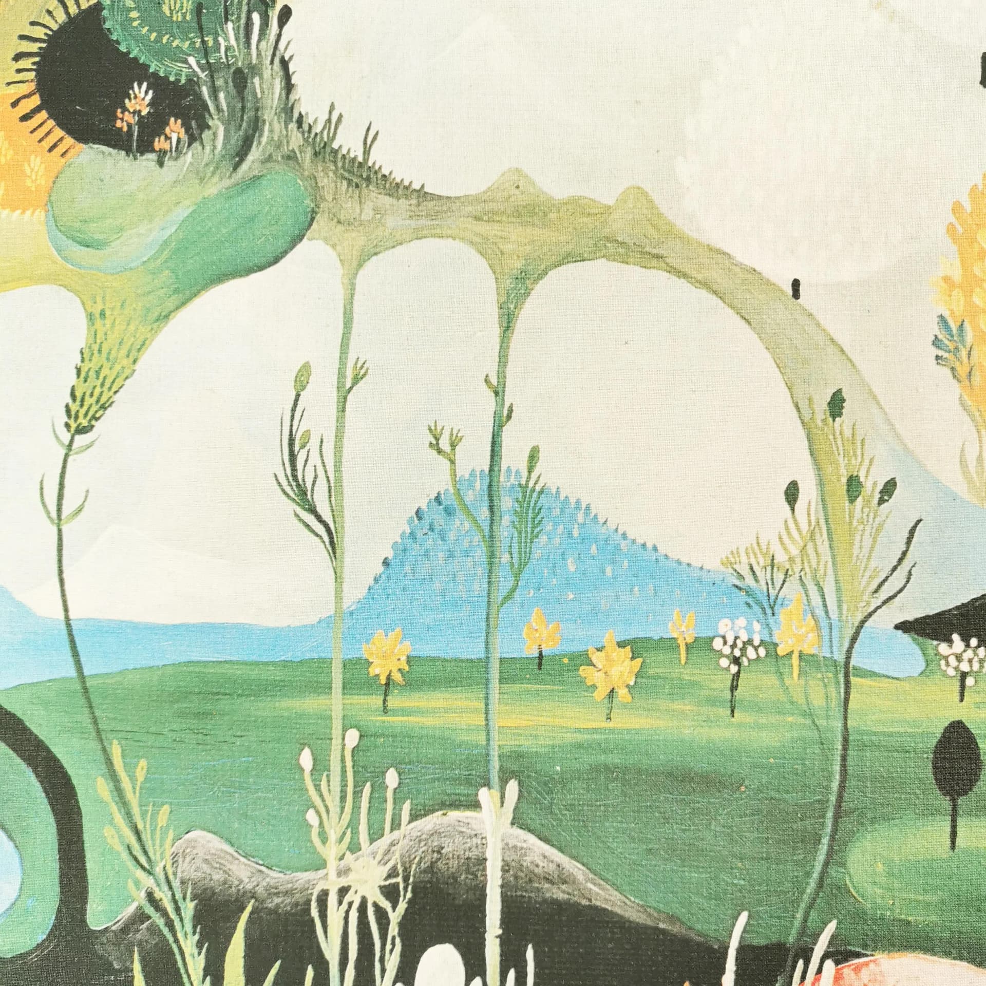 Obraz, kompozycja surrealistyczna, wielobarwny, płótno, drewno, proj. V. Naumovski, lata 60. - 338555