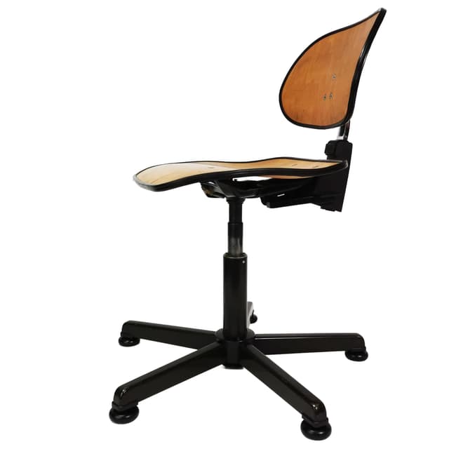 Workshop and Office Chair, brown beech, black metal, Sedus, Germany, 1970s. - DIMENSION