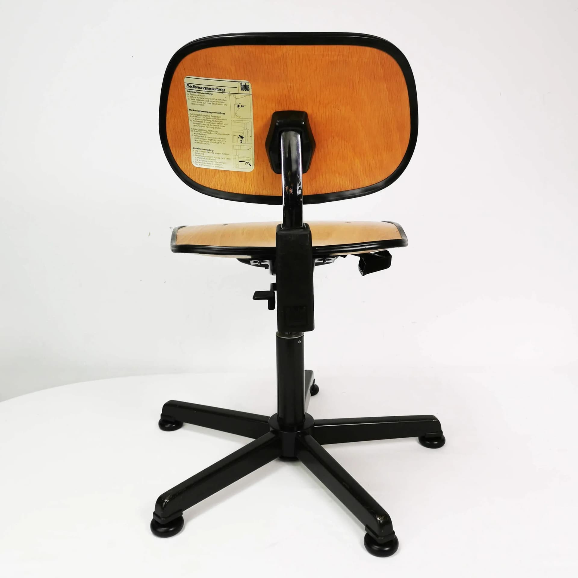 Workshop and Office Chair, brown beech, black metal, Sedus, Germany, 1970s. - 338507