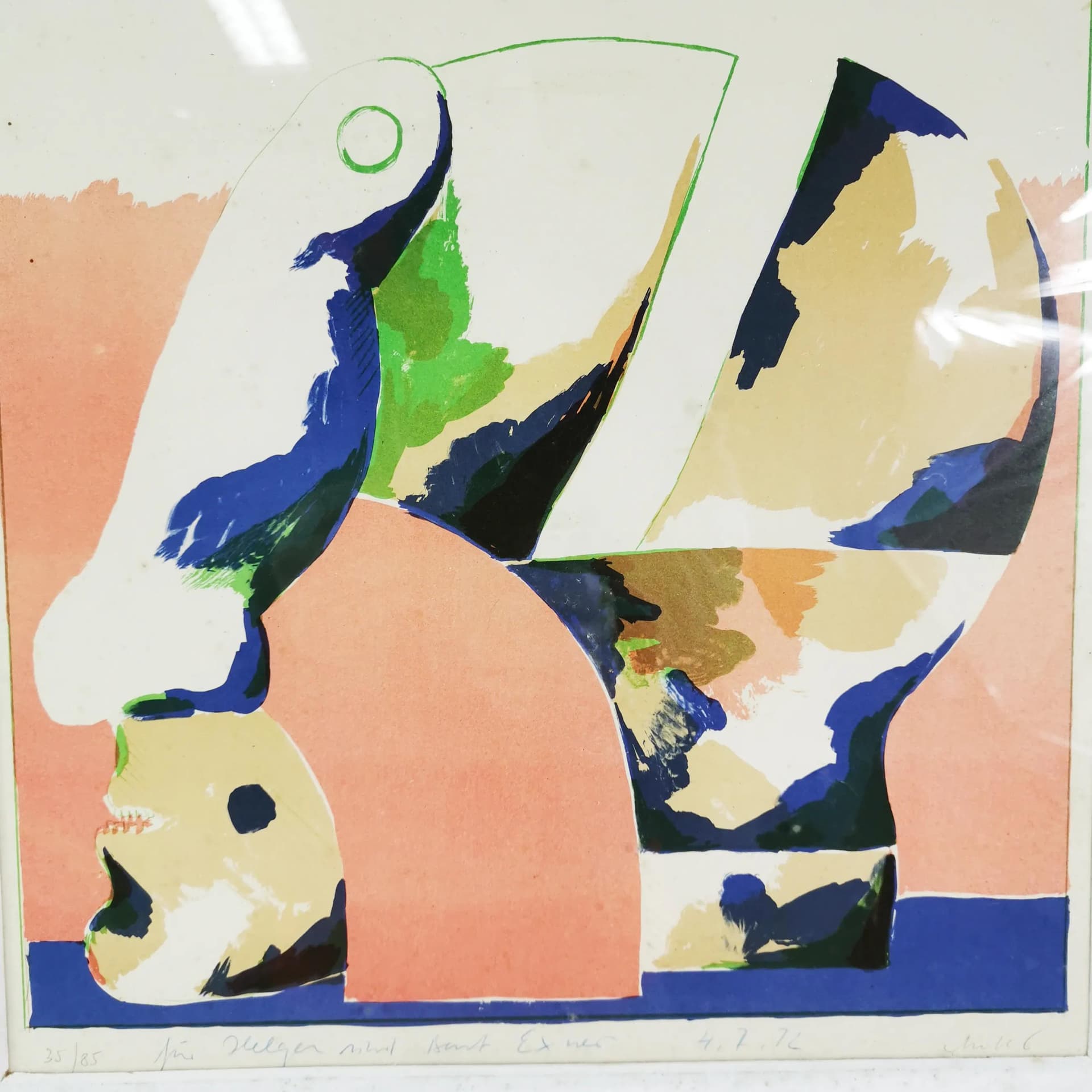 Lithograph, Head Portrait in Colour, paper, by H. Antes, Germany, 1970s - 338422