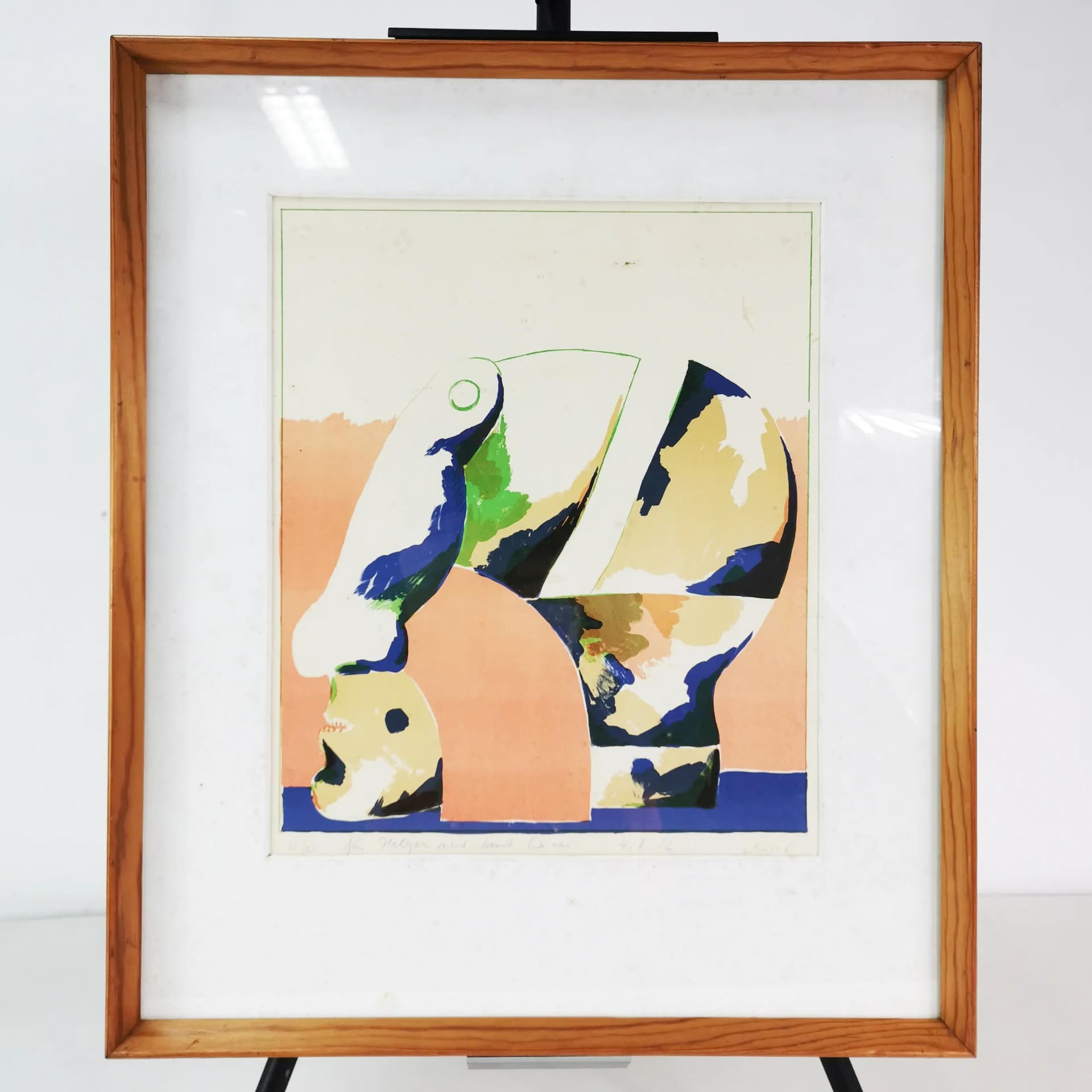 Lithograph, Head Portrait in Colour, paper, by H. Antes, Germany, 1970s - 338421