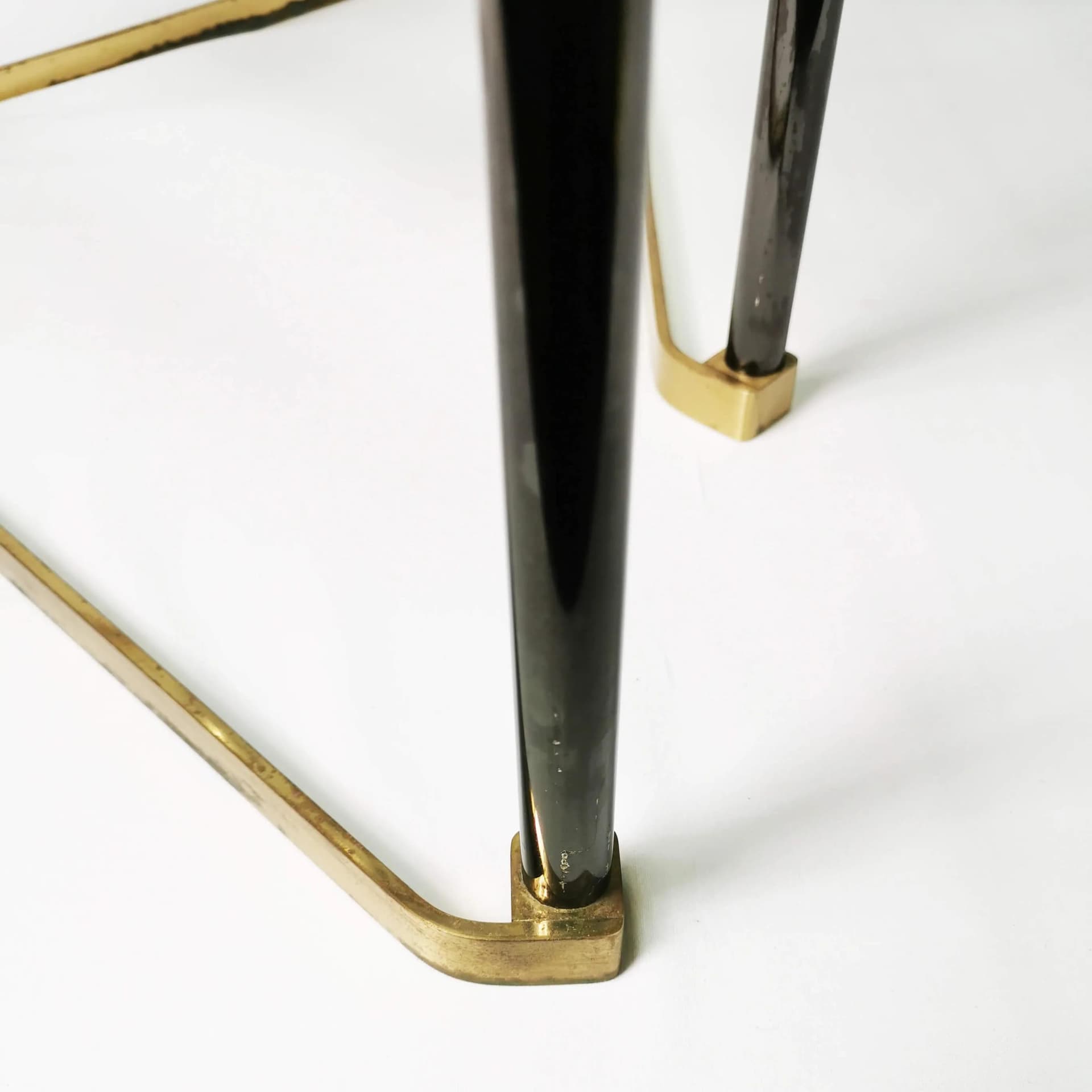 Set of two coffee tables Art Deco, gold brass, transparent glass, Germany, 1960s. - 338412