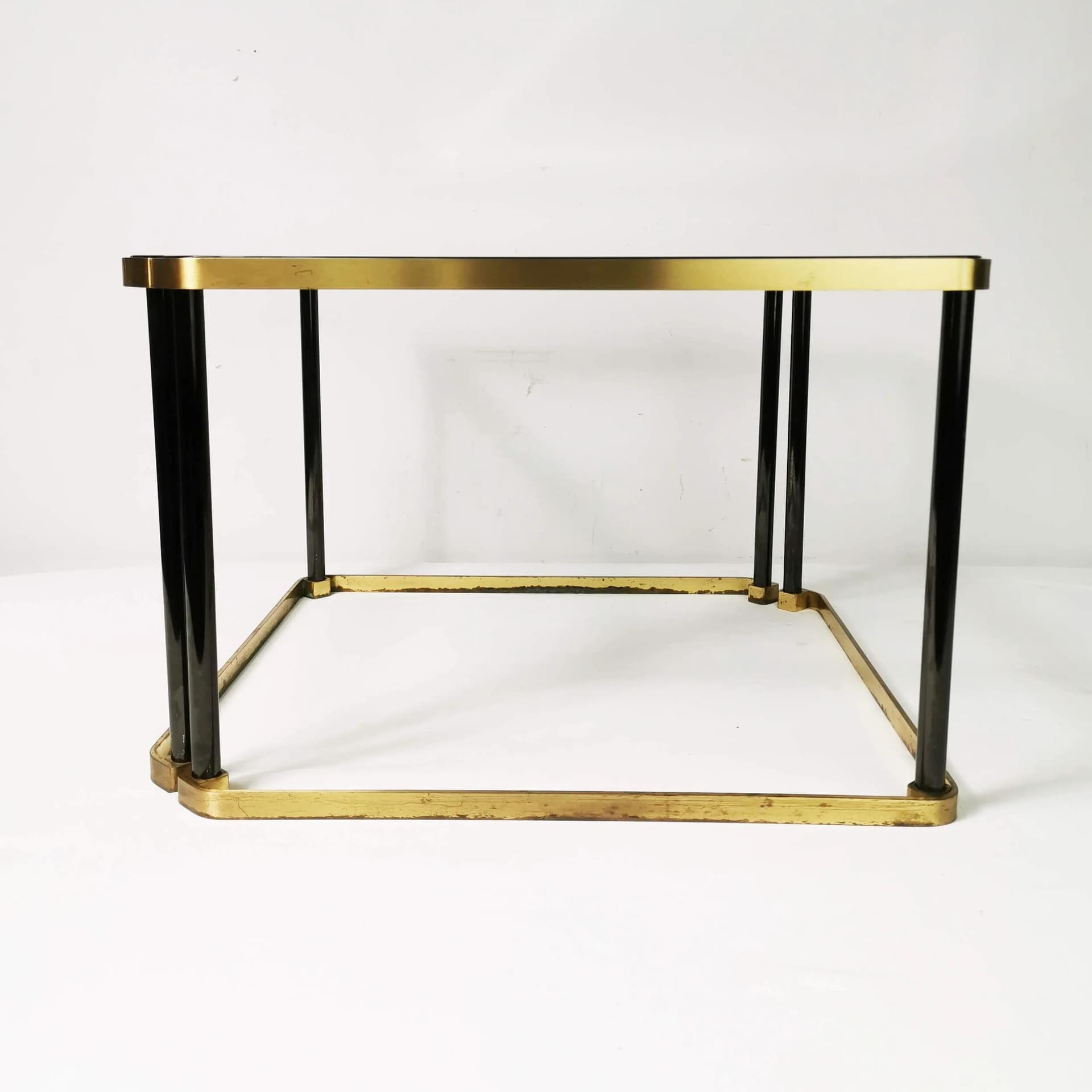 Set of two coffee tables Art Deco, gold brass, transparent glass, Germany, 1960s. - 338410