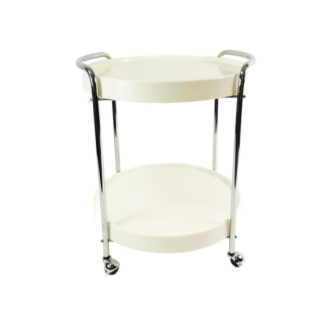 Bar Cart Space Age, white chrome, yellow black plastic, Germany, 1960s. - DIMENSION