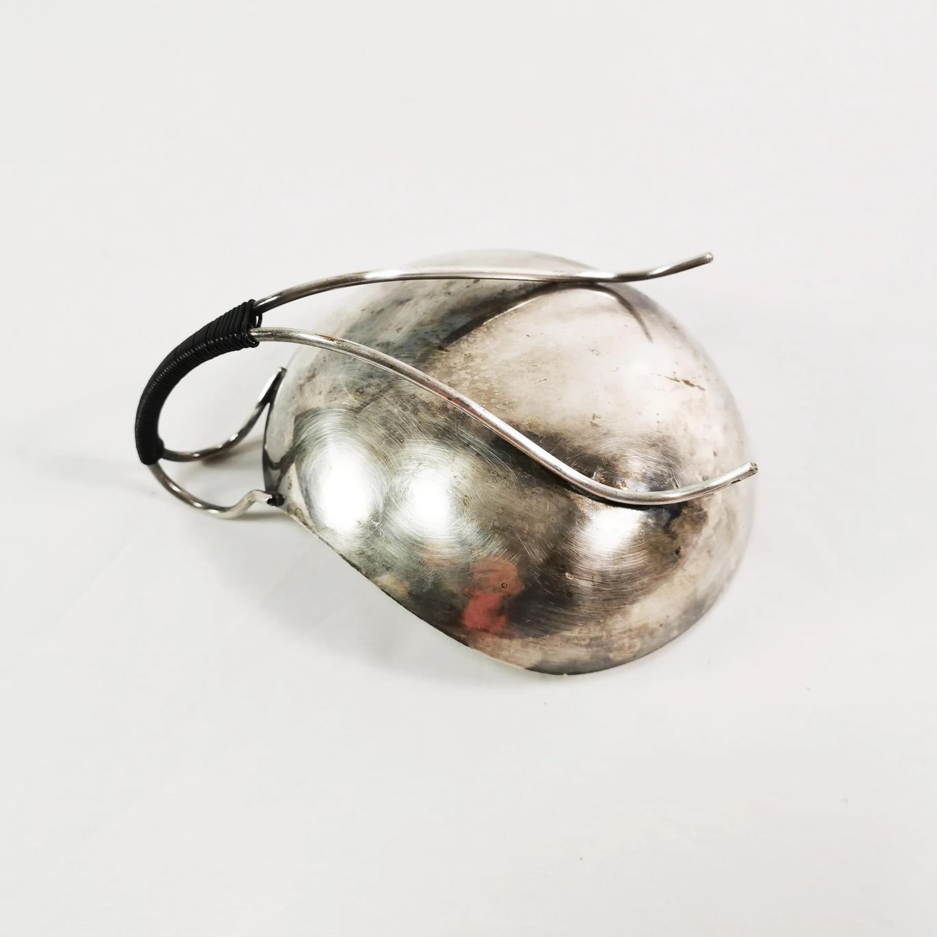Centerpiece bowl, modernist, silver-plated, black plastic, Denmark, 1960s. - 338366